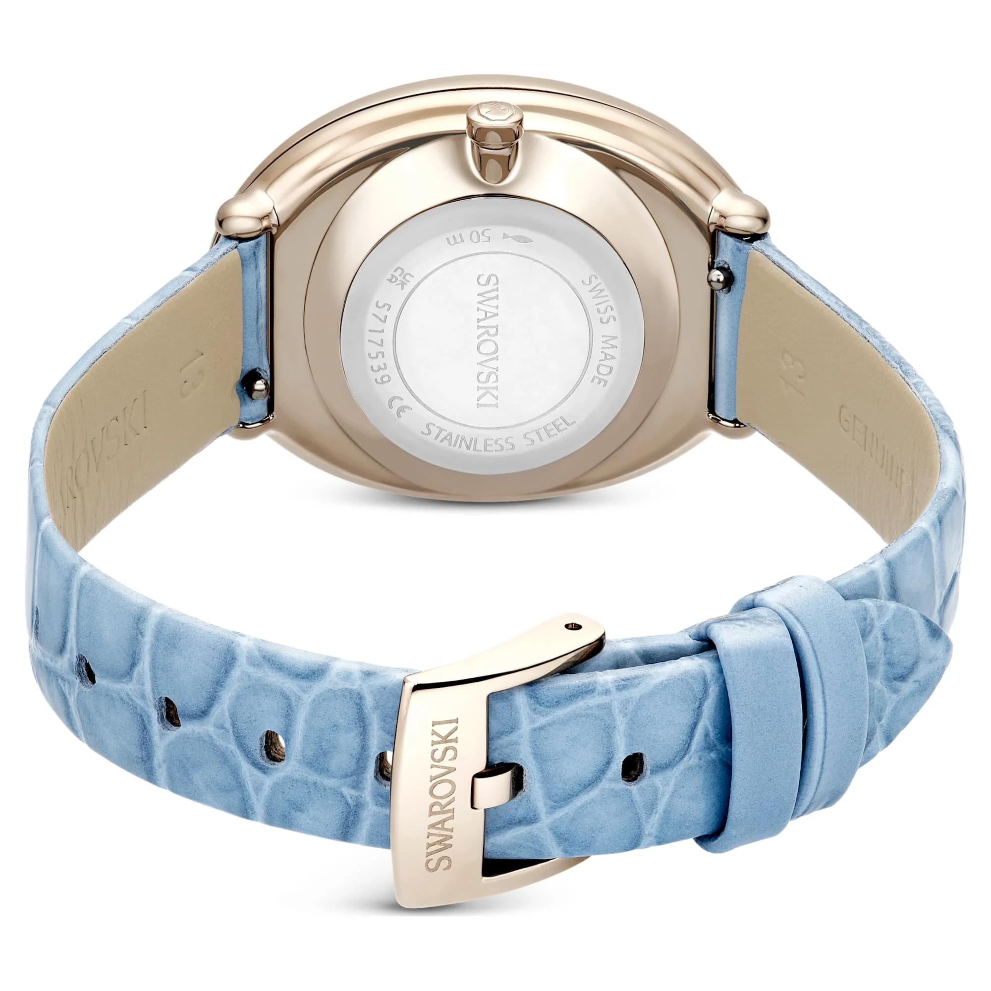 Imber watch Swiss Made, Leather strap, Blue, Champagne gold-tone finish - Image 3