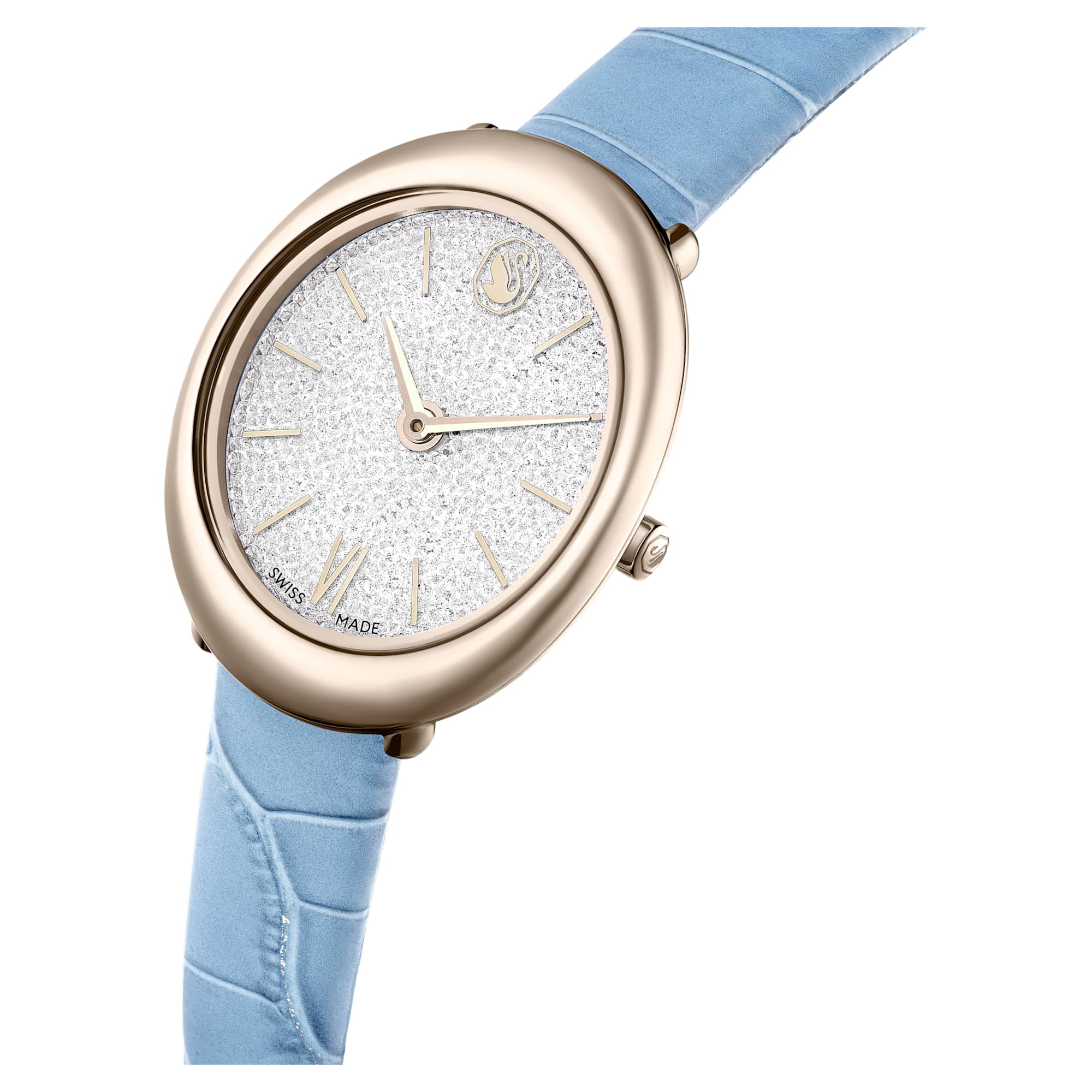 Imber watch Swiss Made, Leather strap, Blue, Champagne gold-tone finish - Image 4