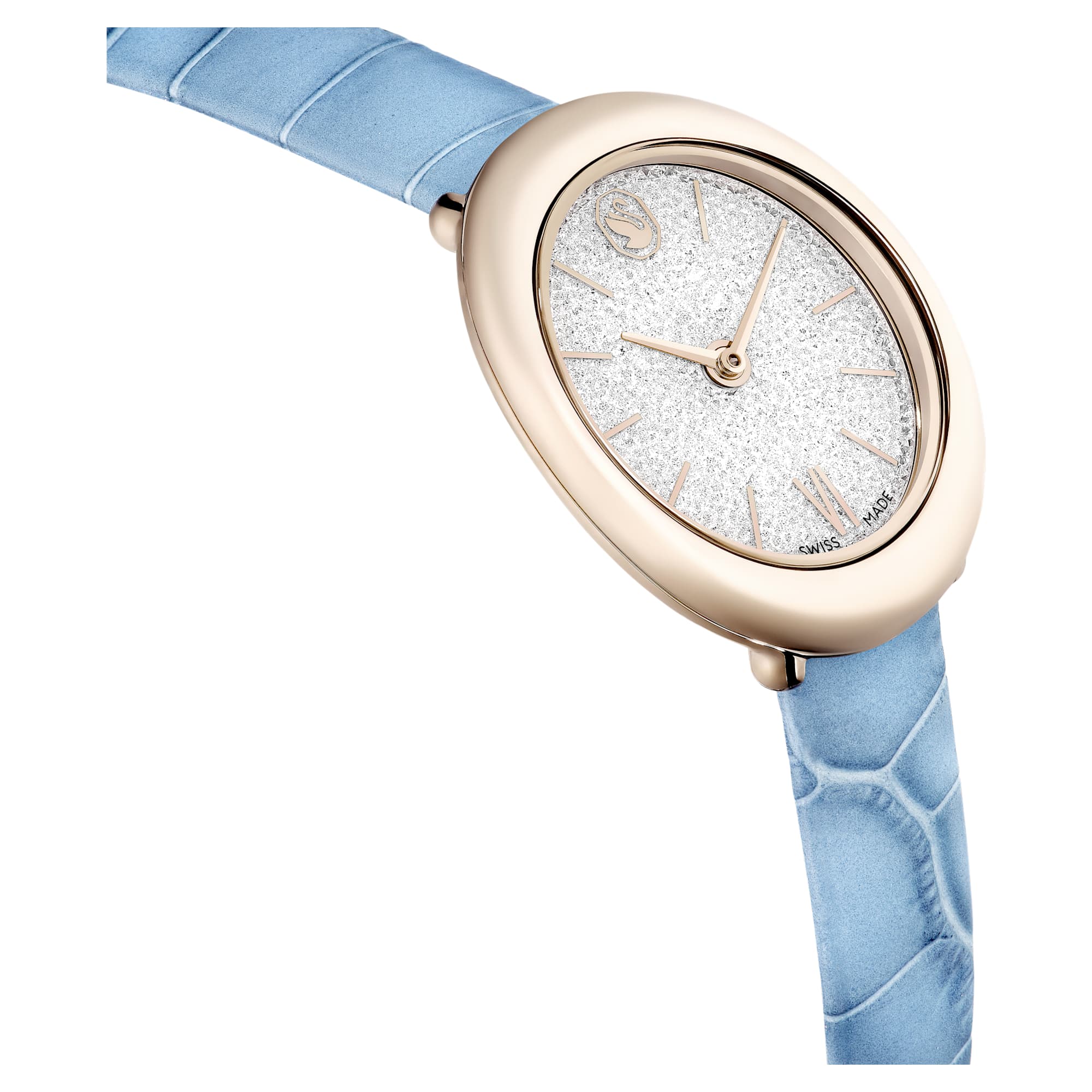 Imber watch Swiss Made, Leather strap, Blue, Champagne gold-tone finish - Image 5