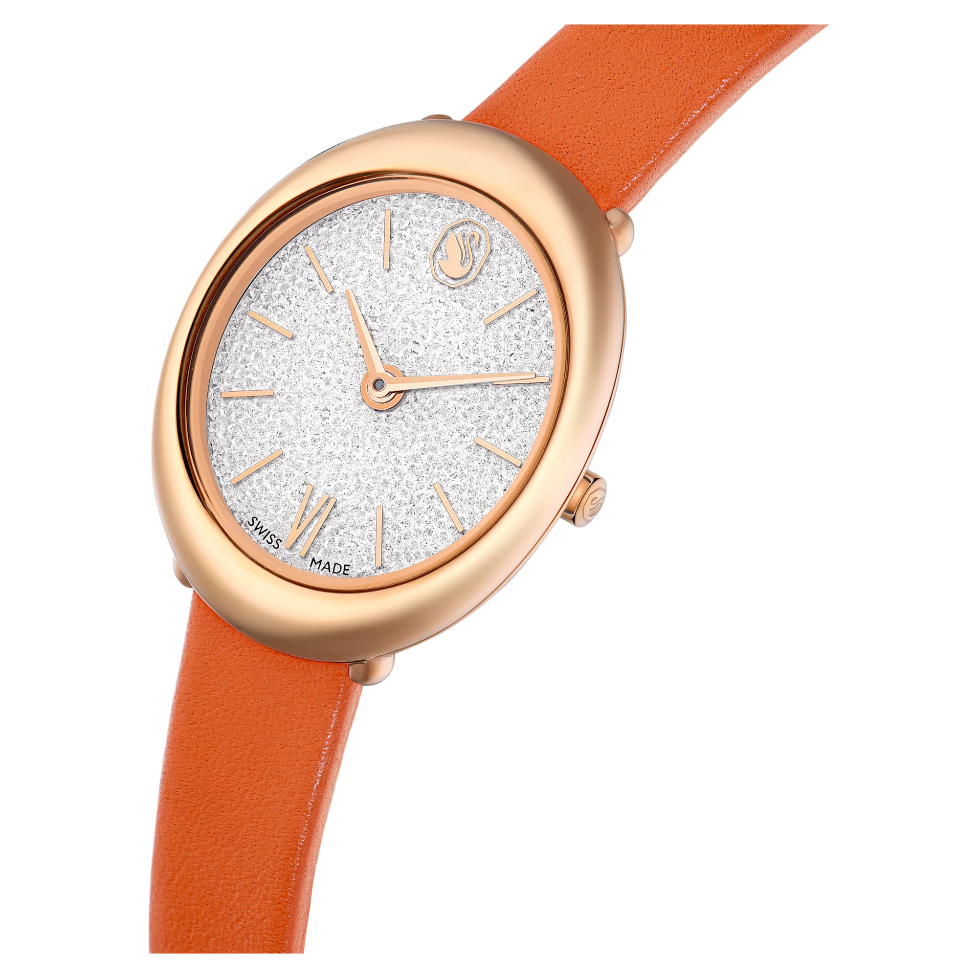 Imber watch Swiss Made, Leather strap, Orange, Rose gold-tone finish - Image 4