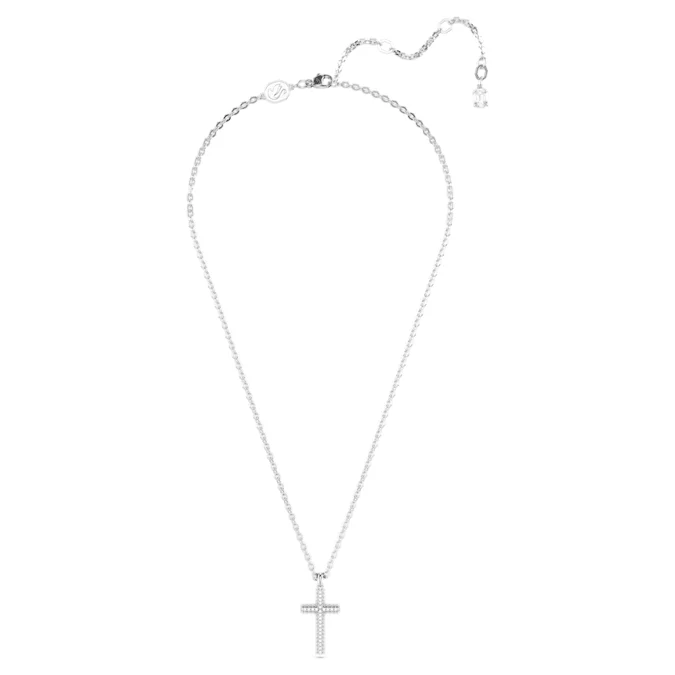 Insigne pendant Pavé, Cross, White, Rhodium plated - Image 2