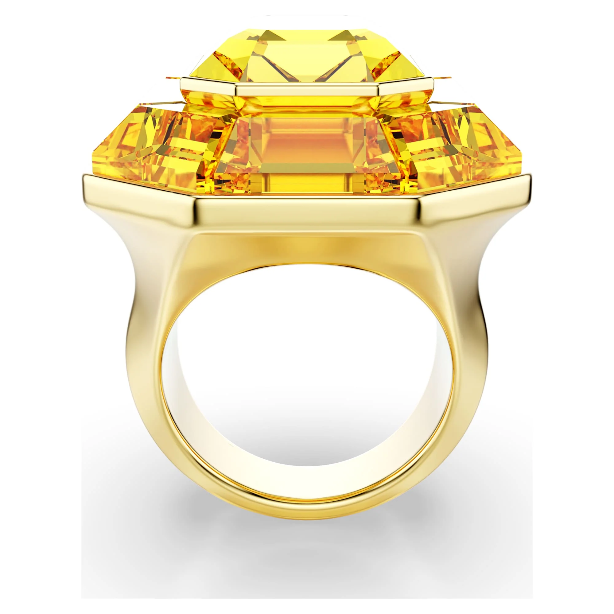 Lucent cocktail ring Octagon shape, Yellow, Gold-tone plated - Image 3