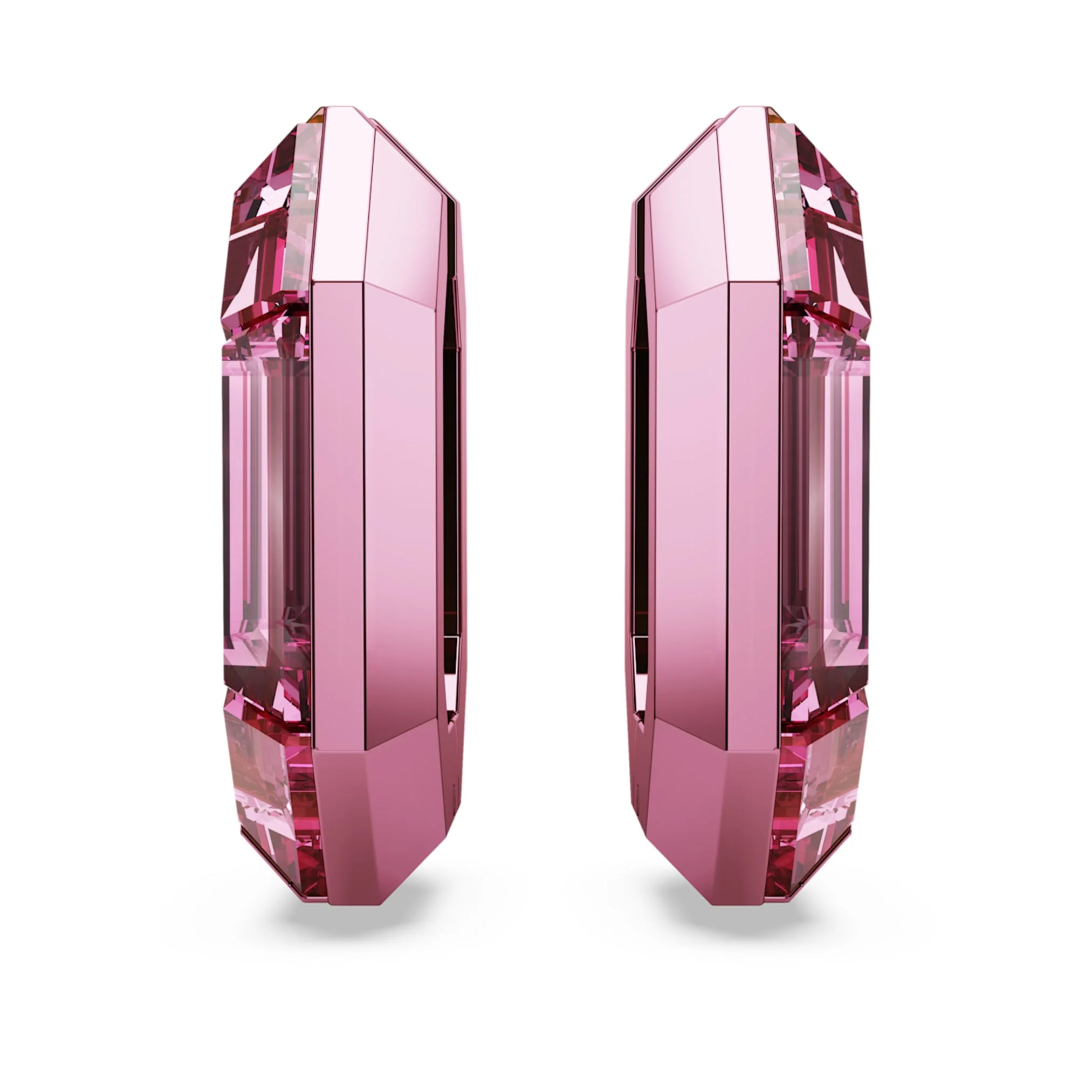 Lucent hoop earrings Octagon shape, Small, Pink - Image 3