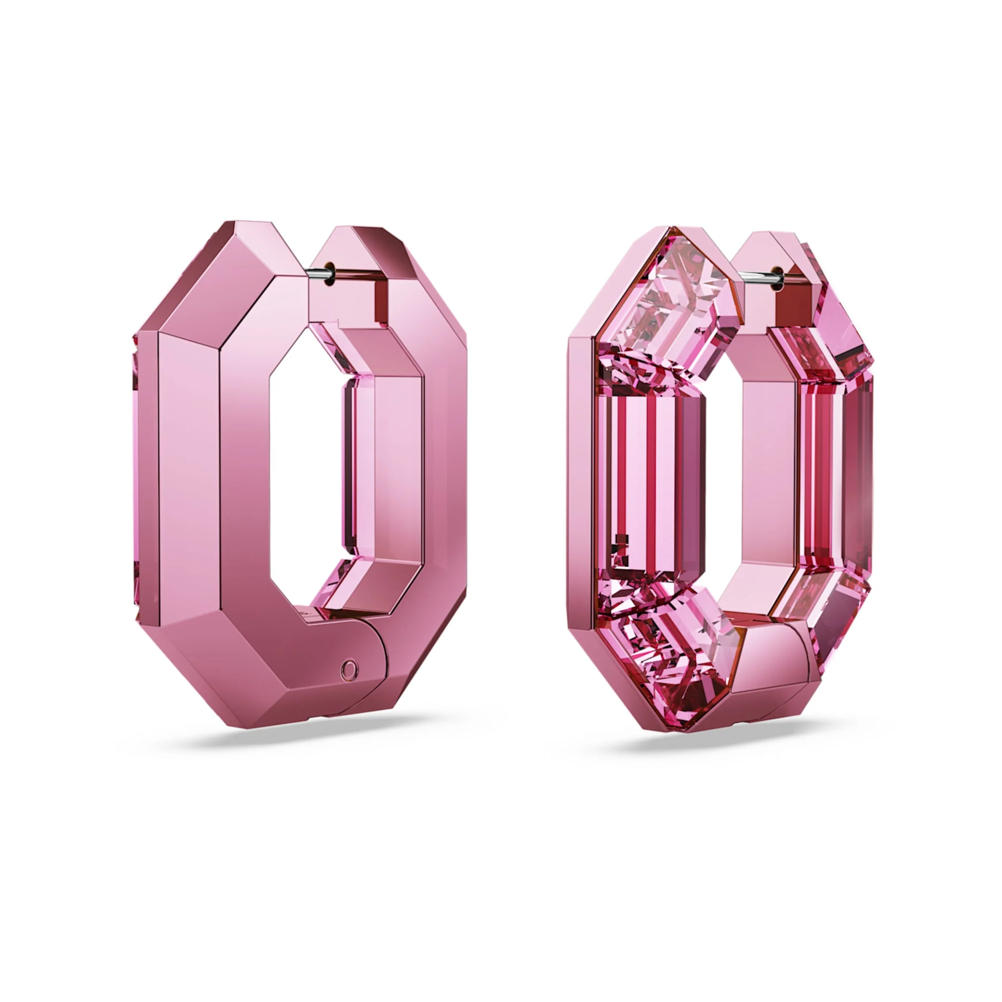 Lucent hoop earrings Octagon shape, Small, Pink - Image 4