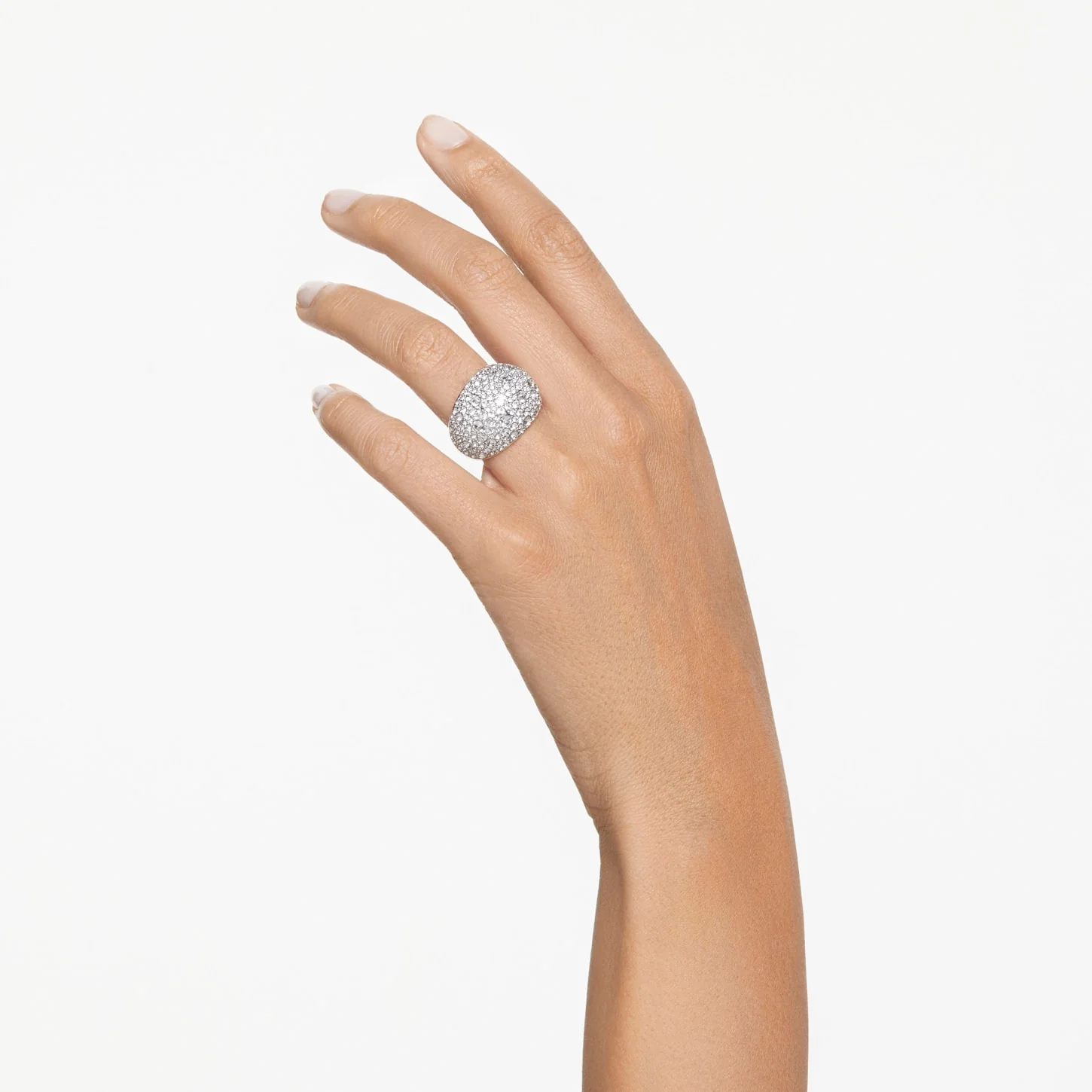 Luna cocktail ring Moon, White, Rhodium plated - Image 5