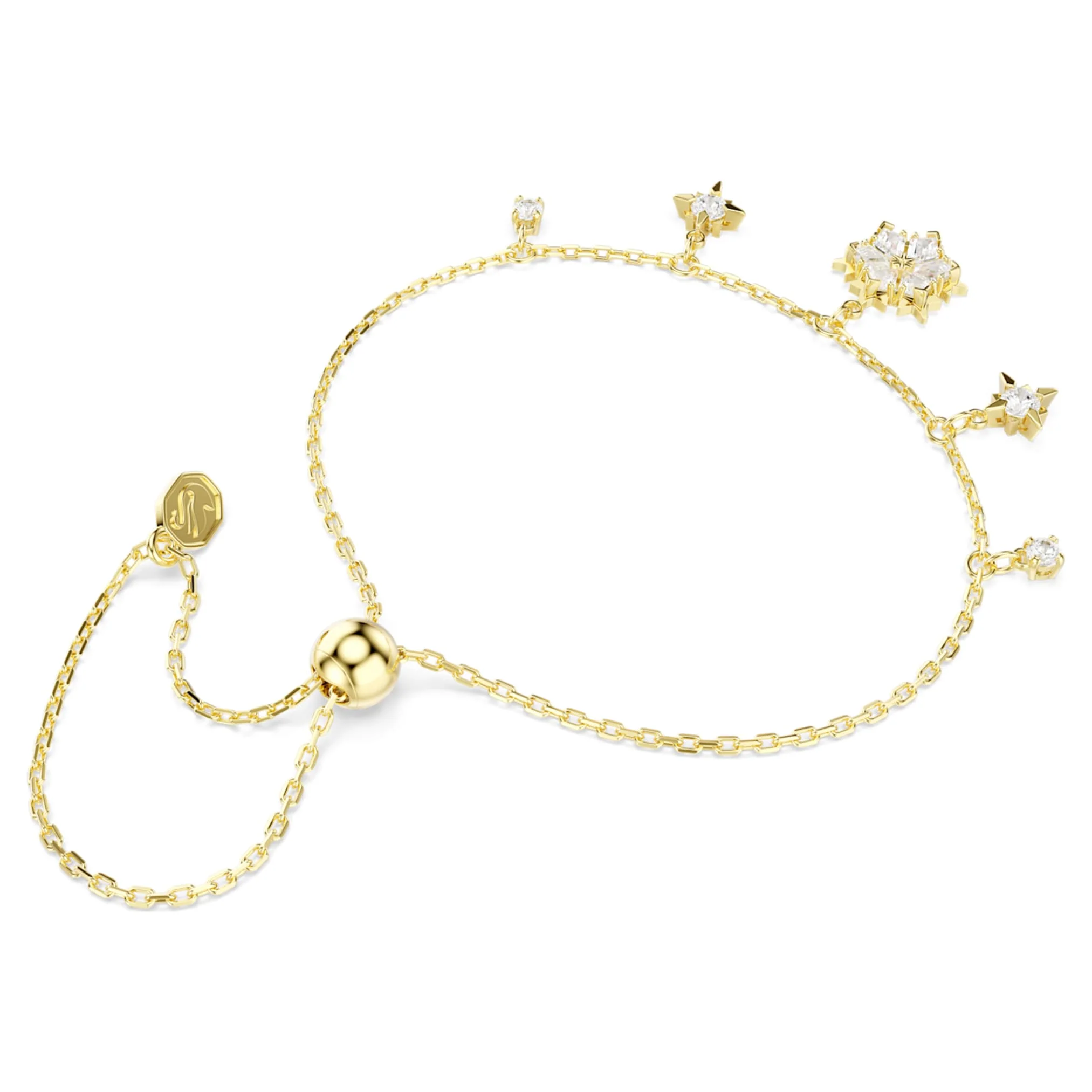 Magic bracelet Mixed cuts, Snowflake, White, 18K gold finish - Image 4