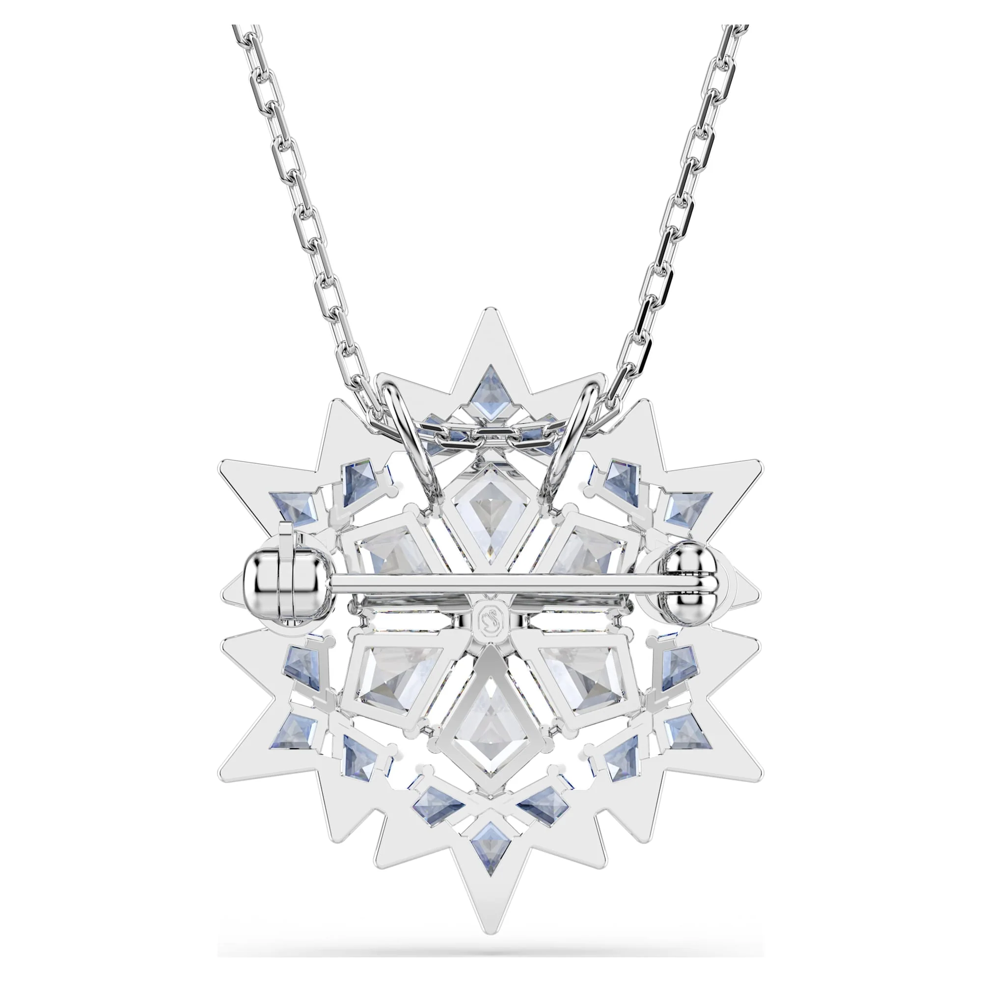 Magic pendant and brooch Snowflake, Blue, Rhodium plated - Image 5