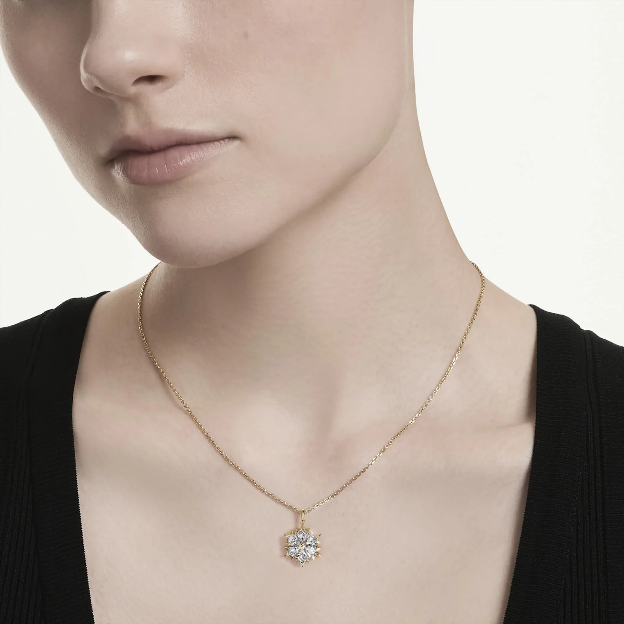 Magic pendant Mixed cuts, Snowflake, White, 18K gold finish - Image 6