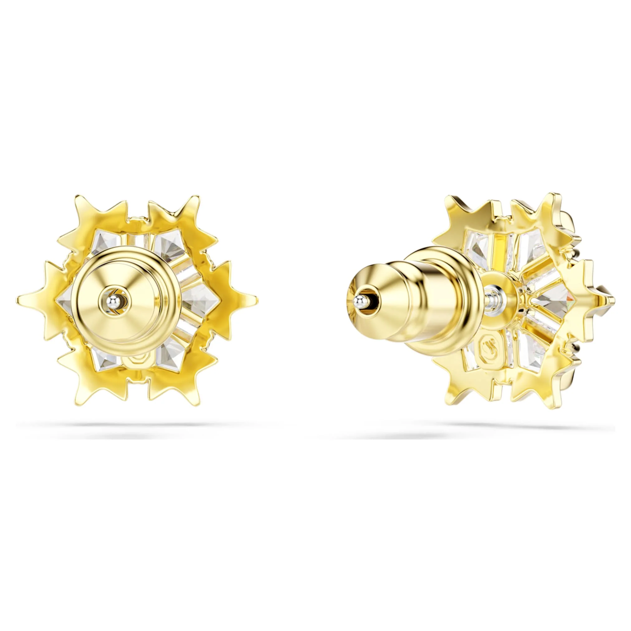 Magic stud earrings Mixed cuts, Snowflake, White, 18K gold finish - Image 4