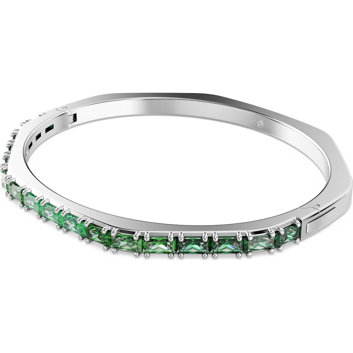 Matrix bangle Baguette cut, Green, Rhodium plated - Image 2