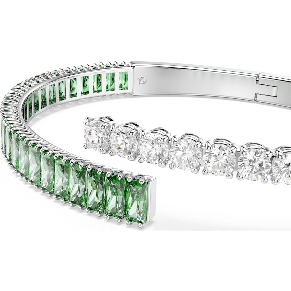 Matrix bangle, Mixed cuts, Green, Rhodium plated - Image 4