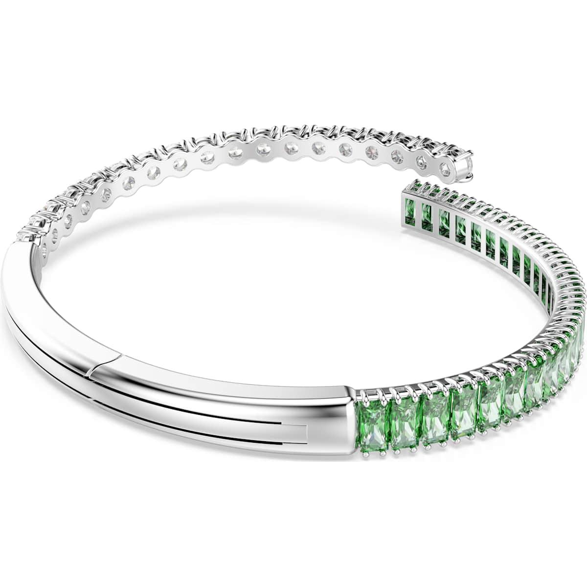 Matrix bangle, Mixed cuts, Green, Rhodium plated - Image 5