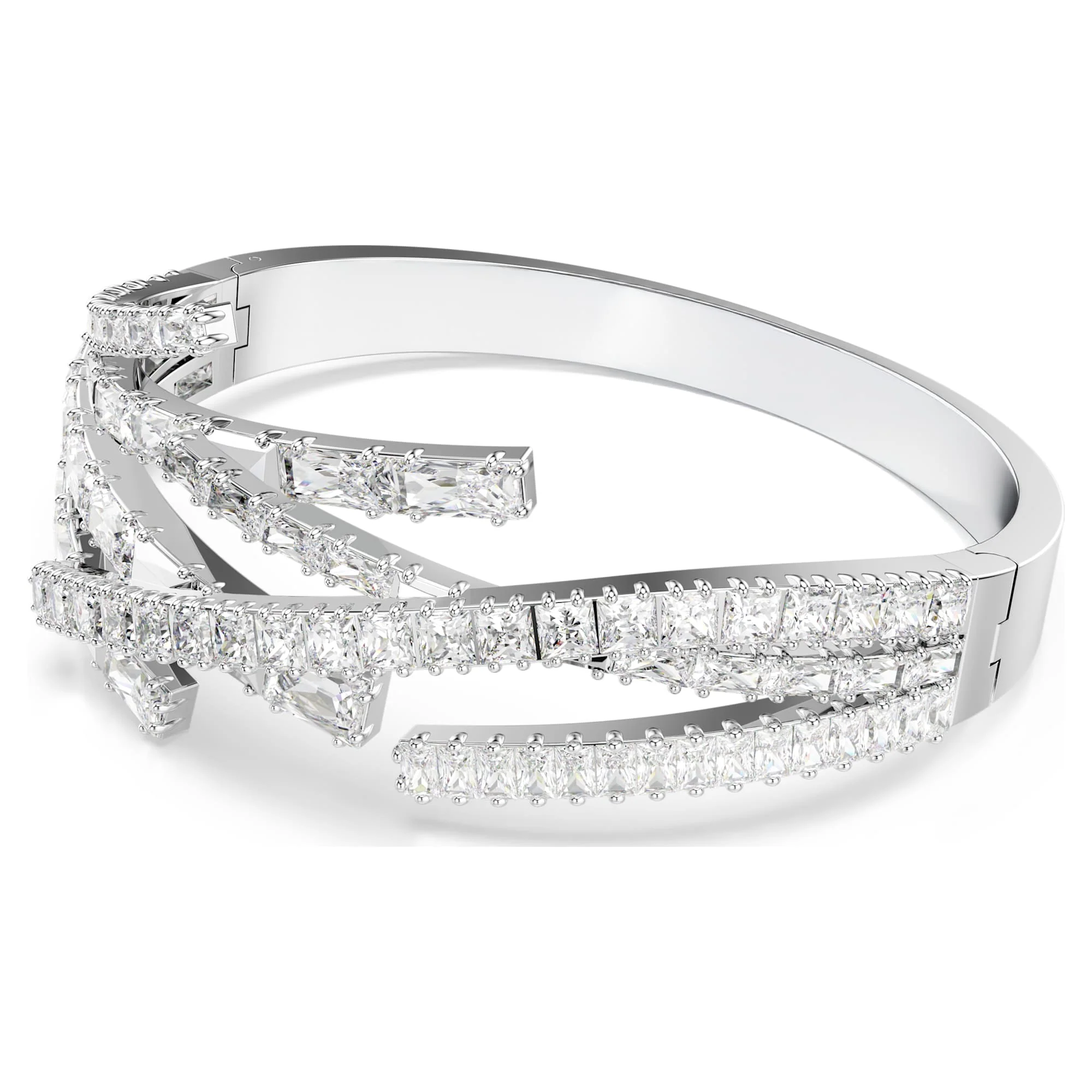 Matrix bangle Mixed cuts, White, Rhodium plated - Image 2