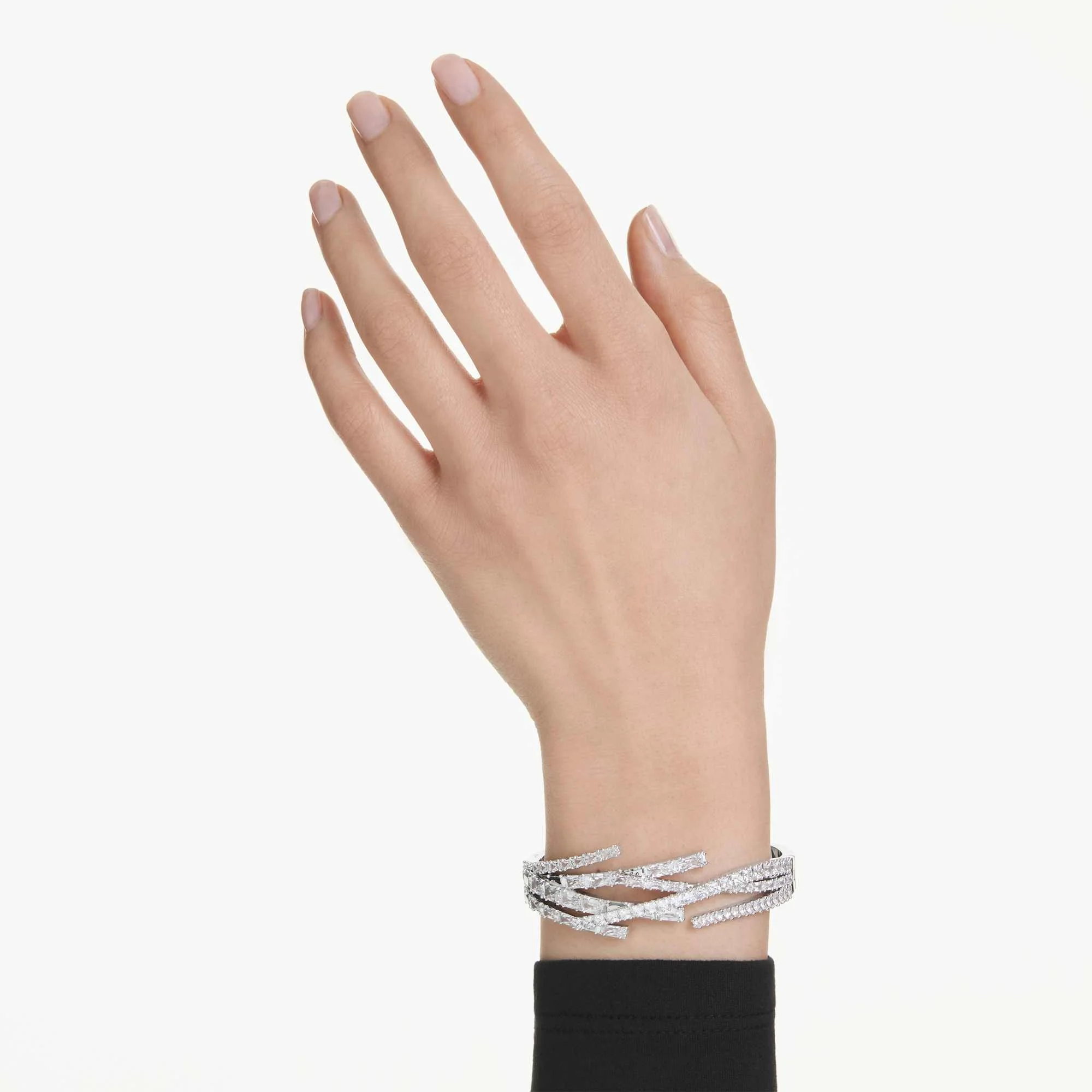 Matrix bangle Mixed cuts, White, Rhodium plated - Image 6