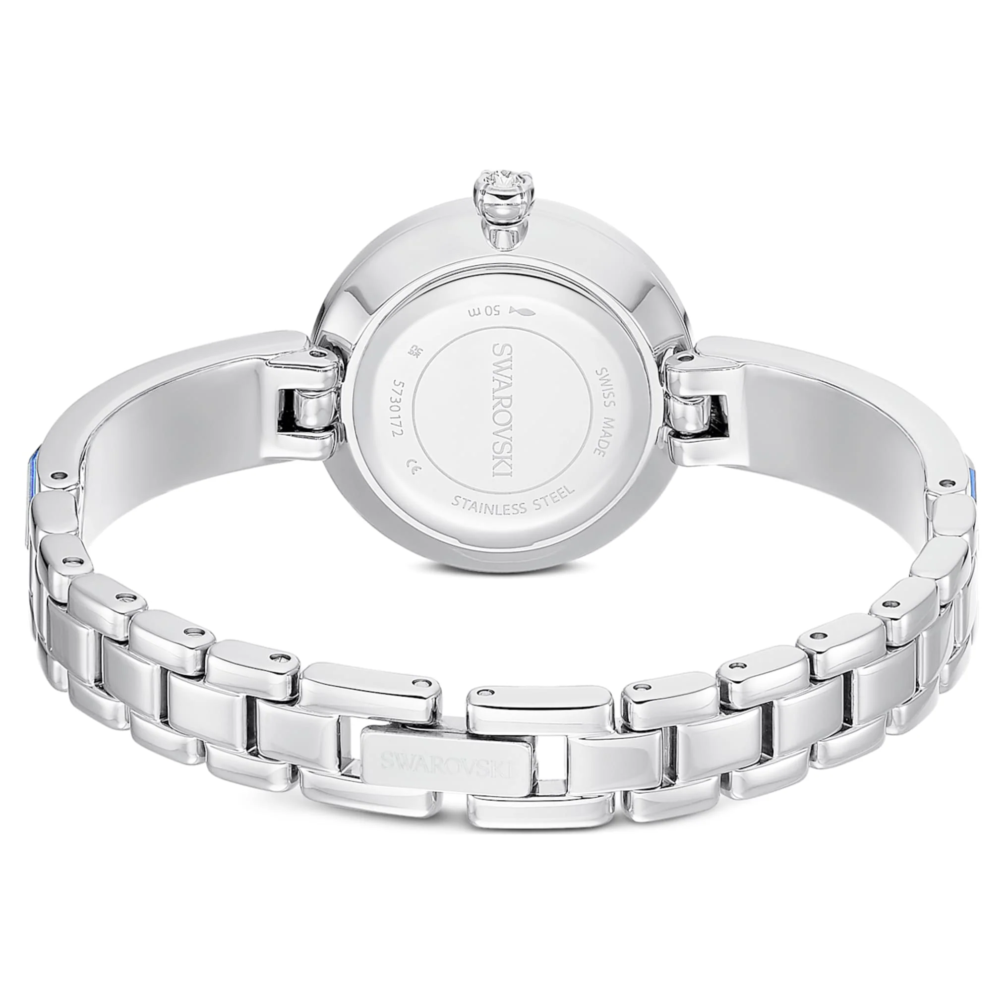 Matrix bangle watch Swiss Made, Crystal bracelet, Blue, Stainless steel - Image 3