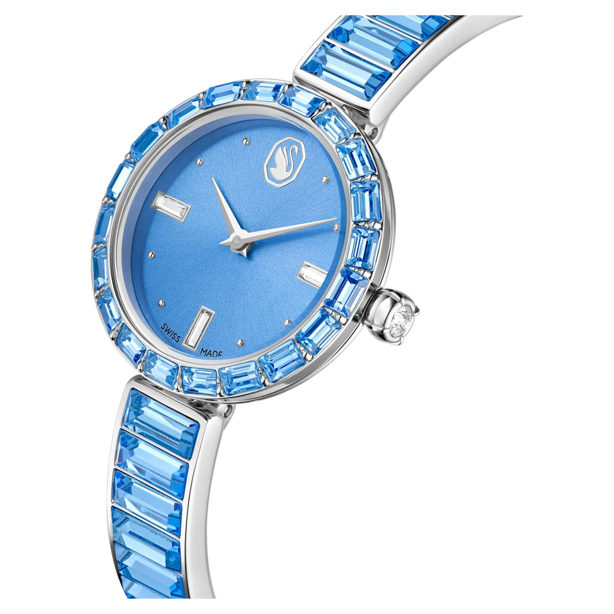 Matrix bangle watch Swiss Made, Crystal bracelet, Blue, Stainless steel - Image 4