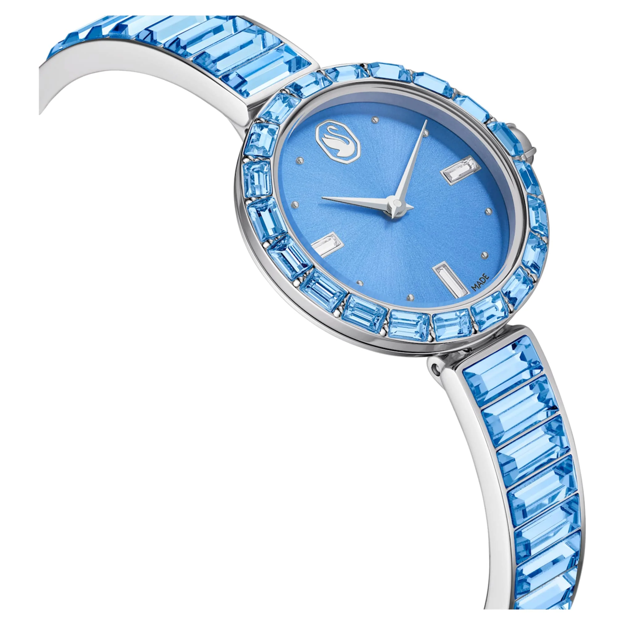 Matrix bangle watch Swiss Made, Crystal bracelet, Blue, Stainless steel - Image 6
