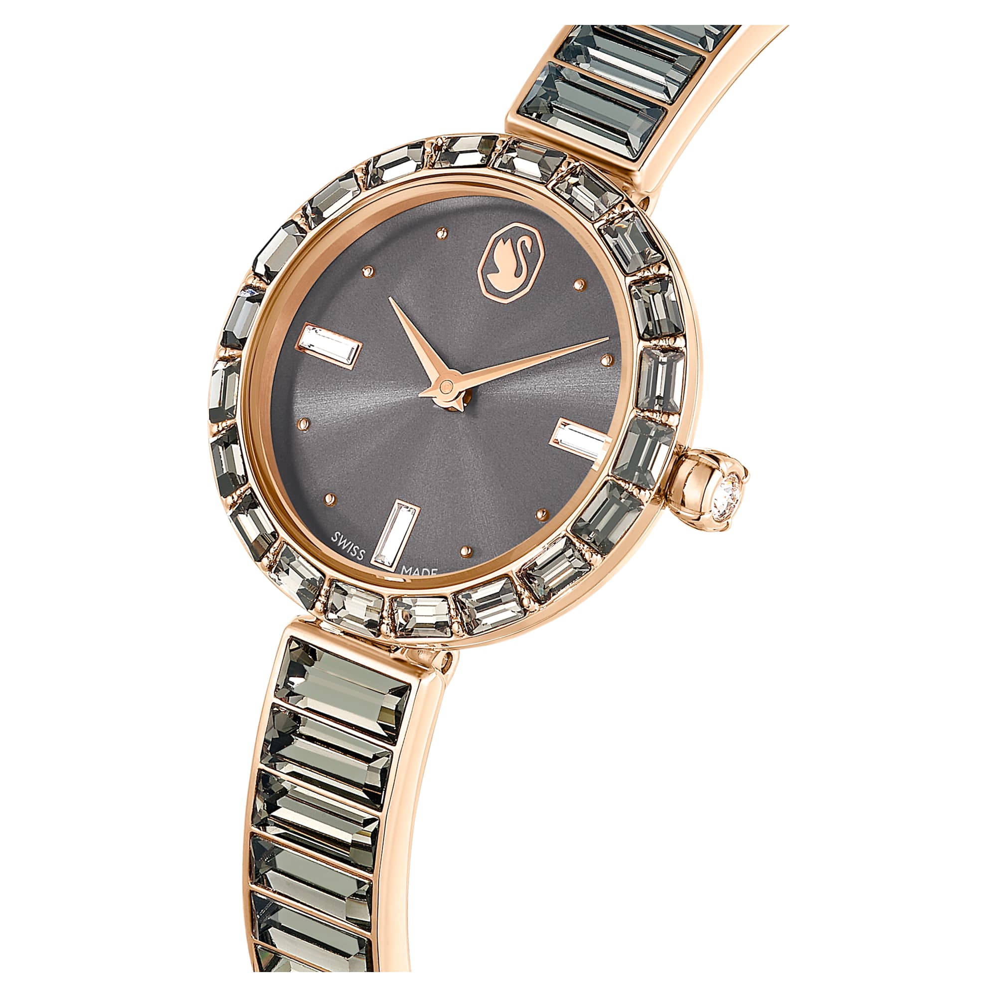 Matrix Bangle watch Swiss Made, Crystal bracelet, Gray, Rose gold-tone finish - Image 4