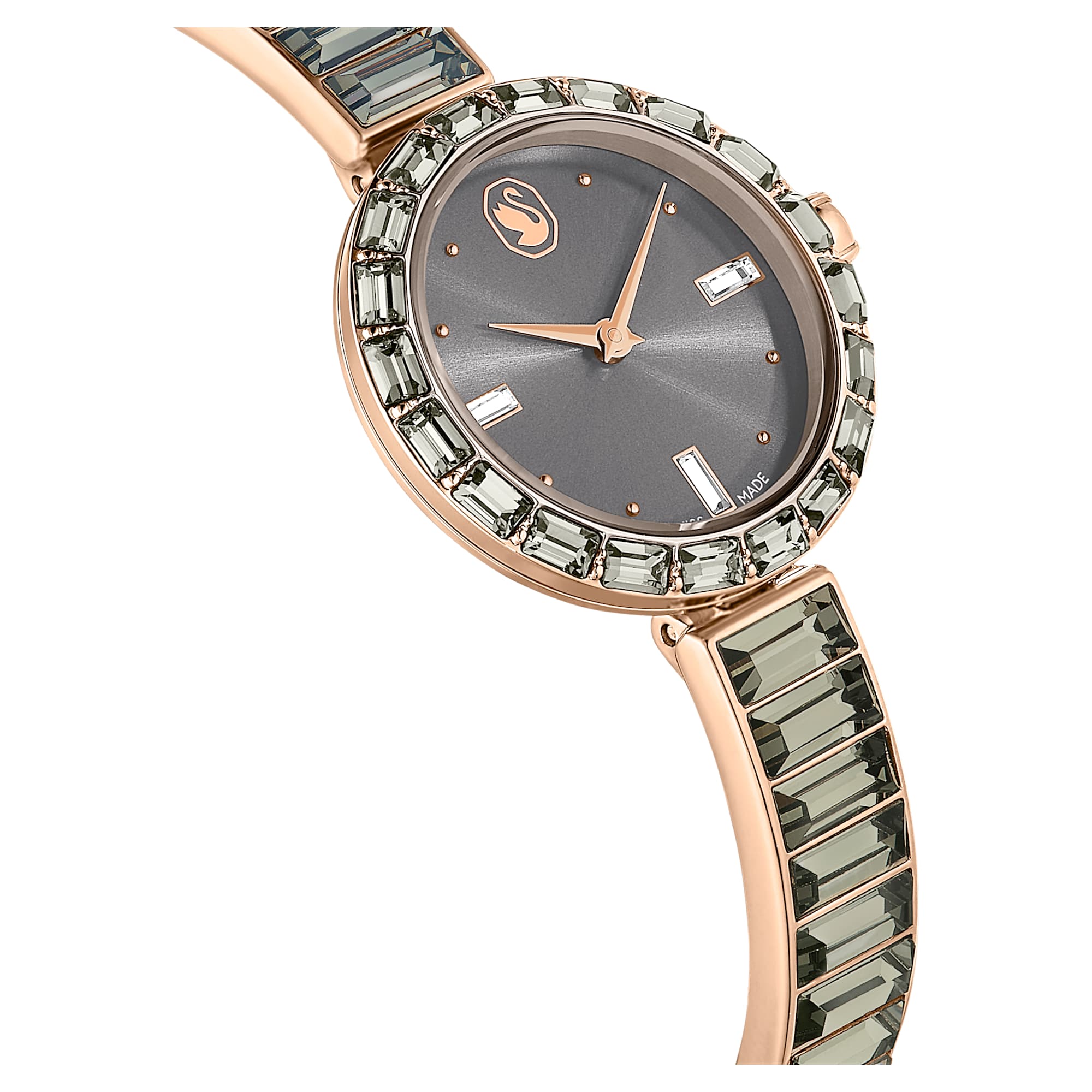 Matrix Bangle watch Swiss Made, Crystal bracelet, Gray, Rose gold-tone finish - Image 6