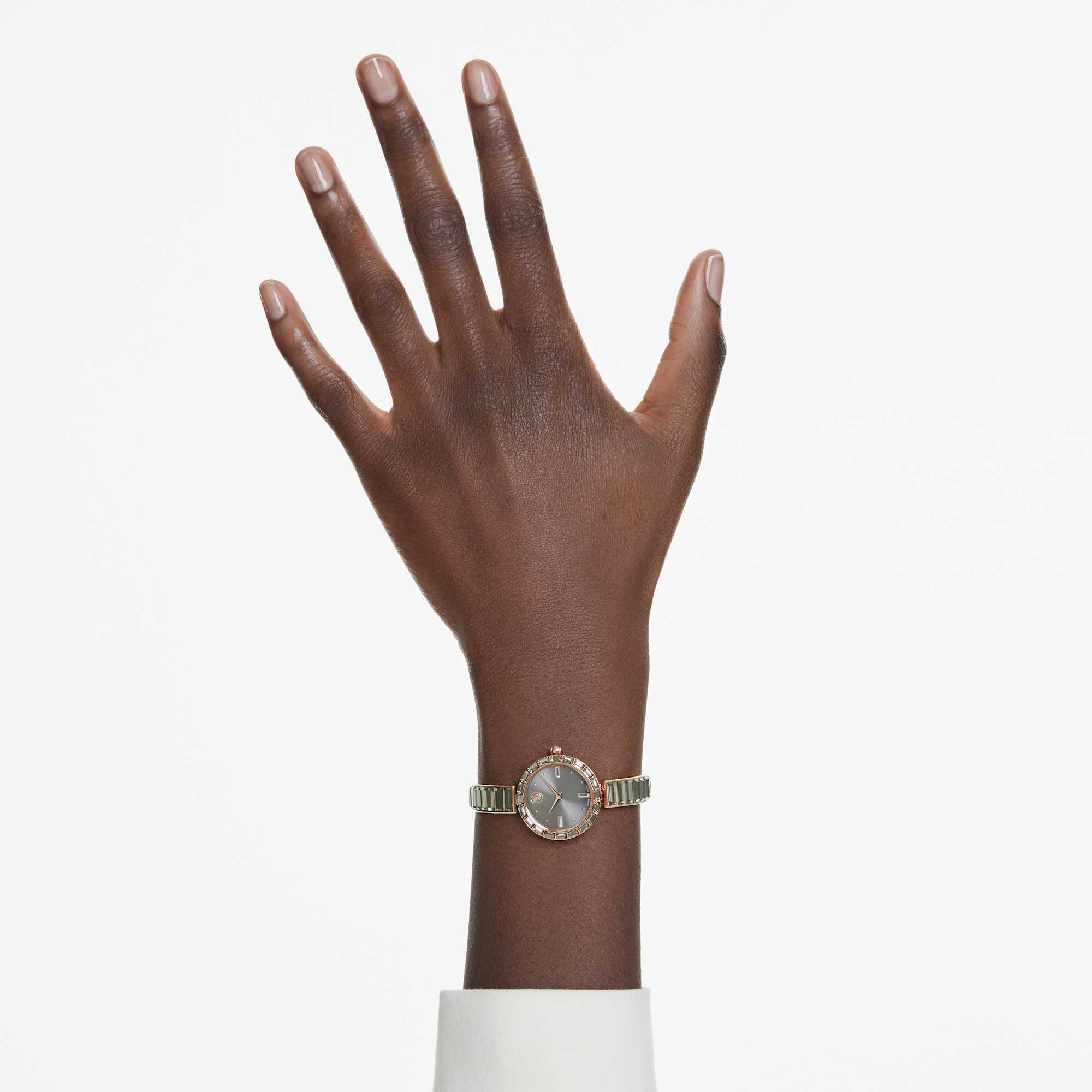 Matrix Bangle watch Swiss Made, Crystal bracelet, Gray, Rose gold-tone finish - Image 7
