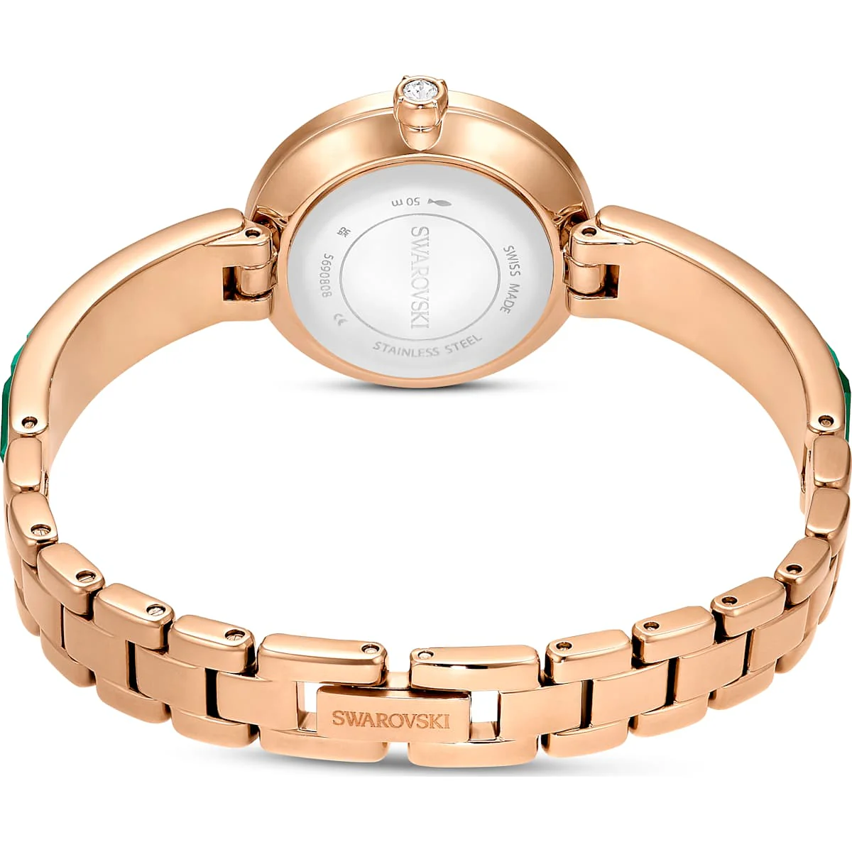 Matrix Bangle watch, Swiss Made, Crystal bracelet, Green, Champagne gold-tone finish - Image 3