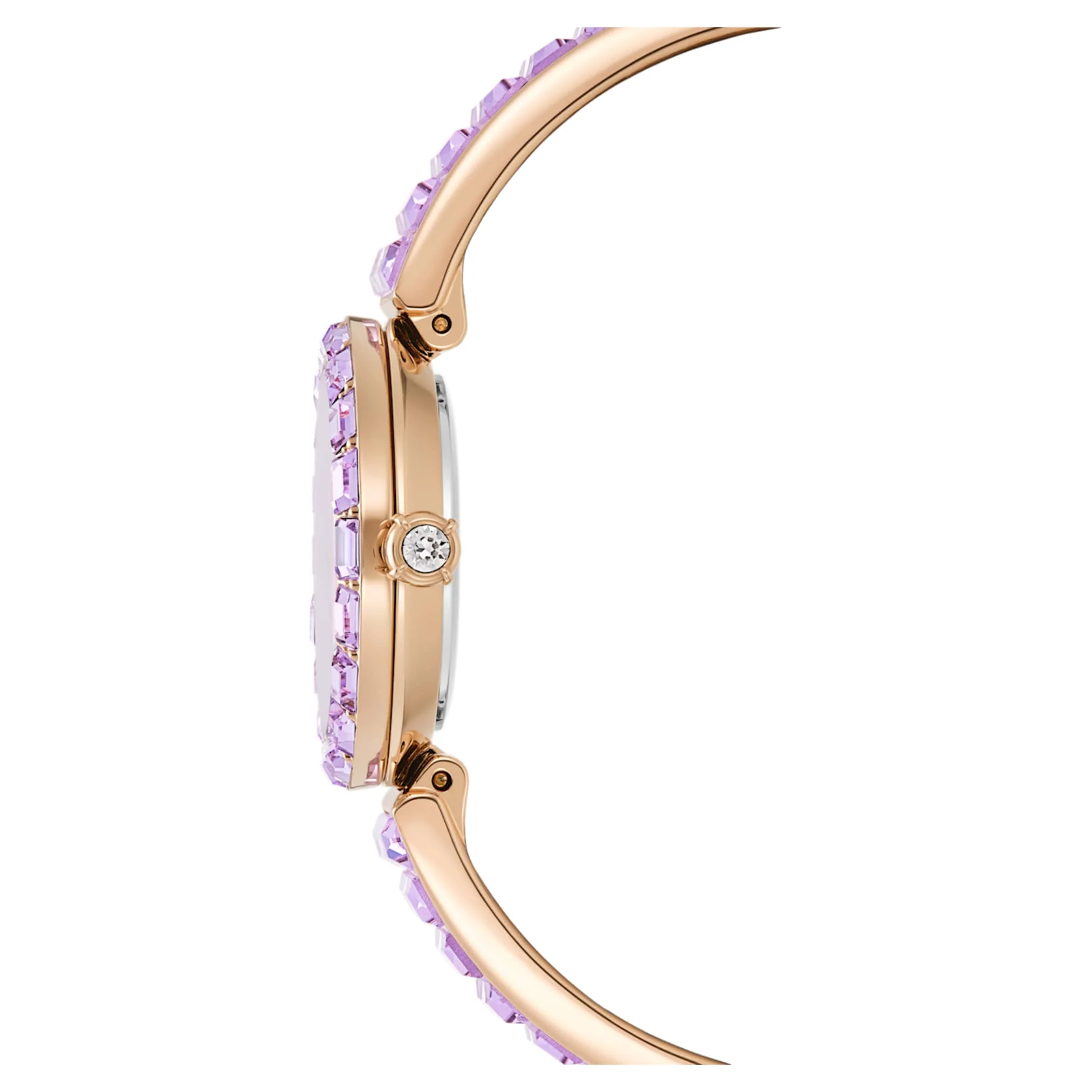 Matrix bangle watch Swiss Made, Crystal bracelet, Purple, Champagne gold-tone finish - Image 5