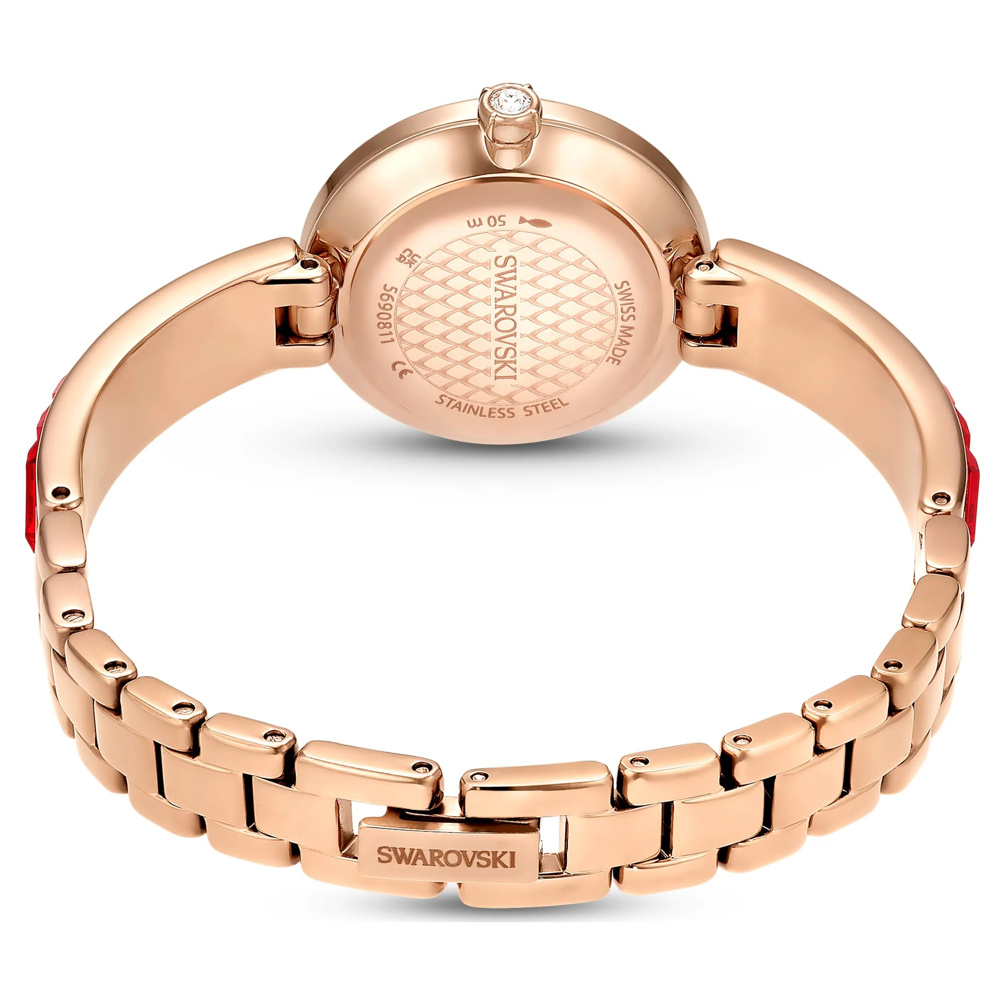 Matrix Bangle watch Swiss Made, Crystal bracelet, Red, Rose gold-tone finish - Image 3