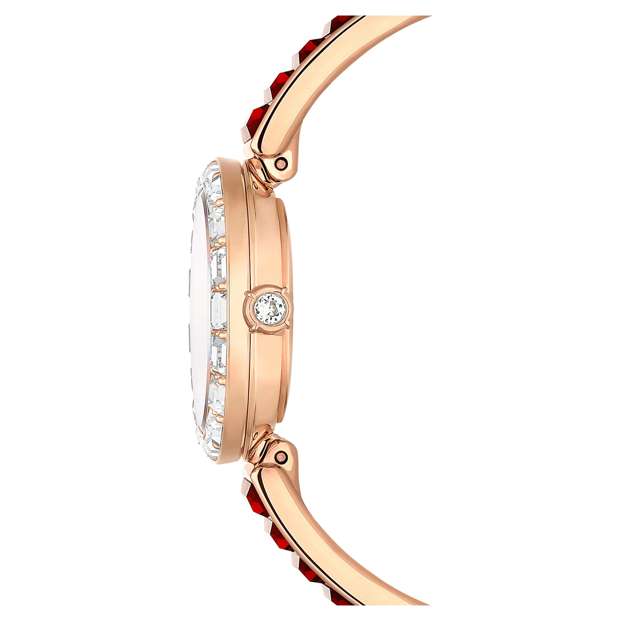 Matrix Bangle watch Swiss Made, Crystal bracelet, Red, Rose gold-tone finish - Image 5