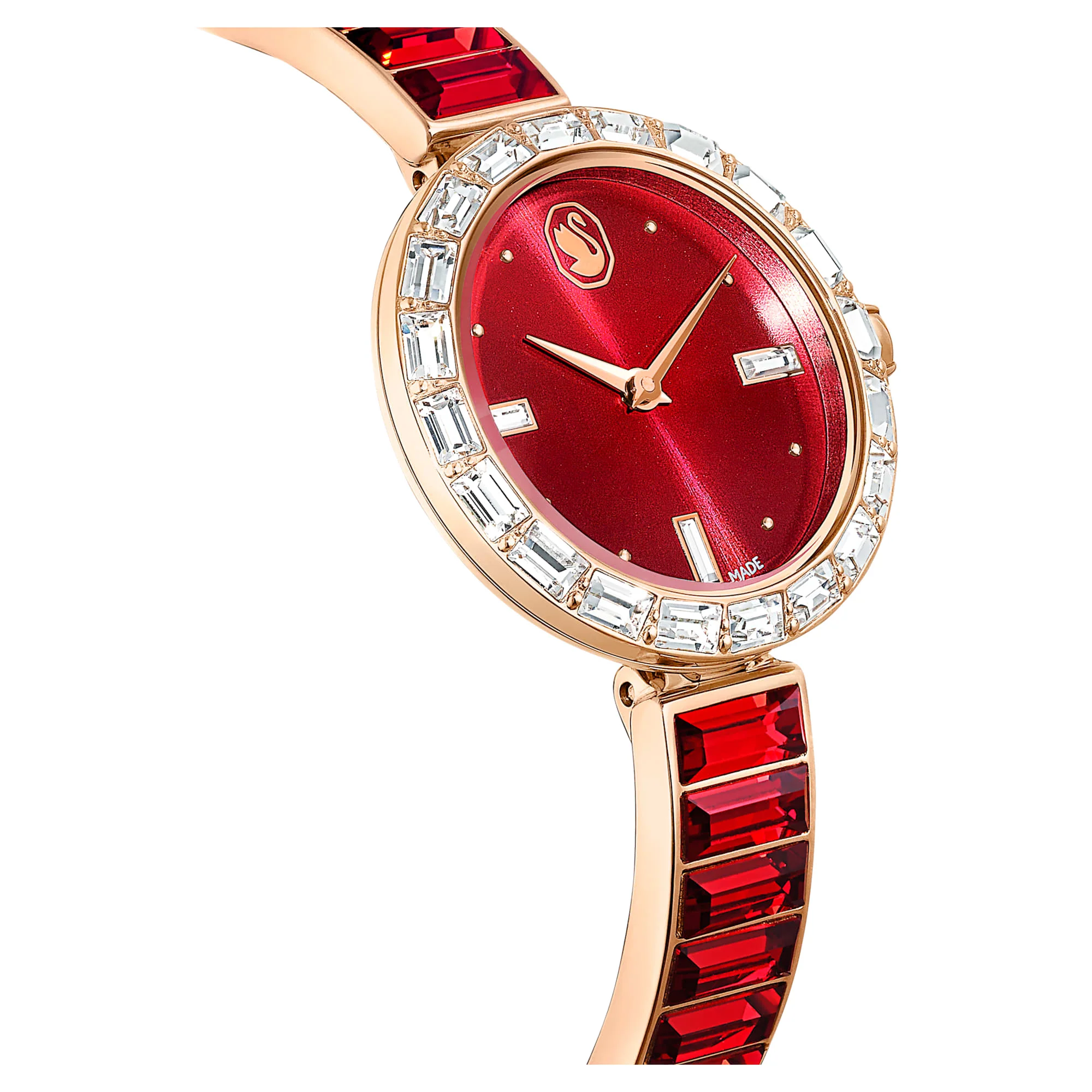 Matrix Bangle watch Swiss Made, Crystal bracelet, Red, Rose gold-tone finish - Image 6