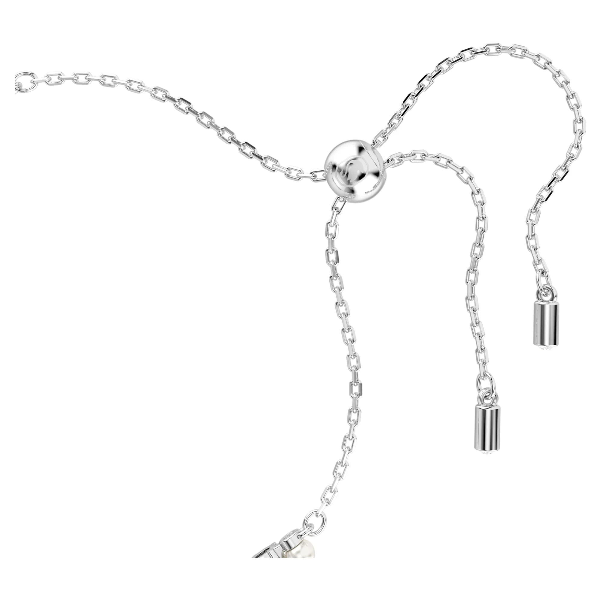 Matrix bracelet Crystal pearl, Round cut, White, Rhodium plated - Image 3