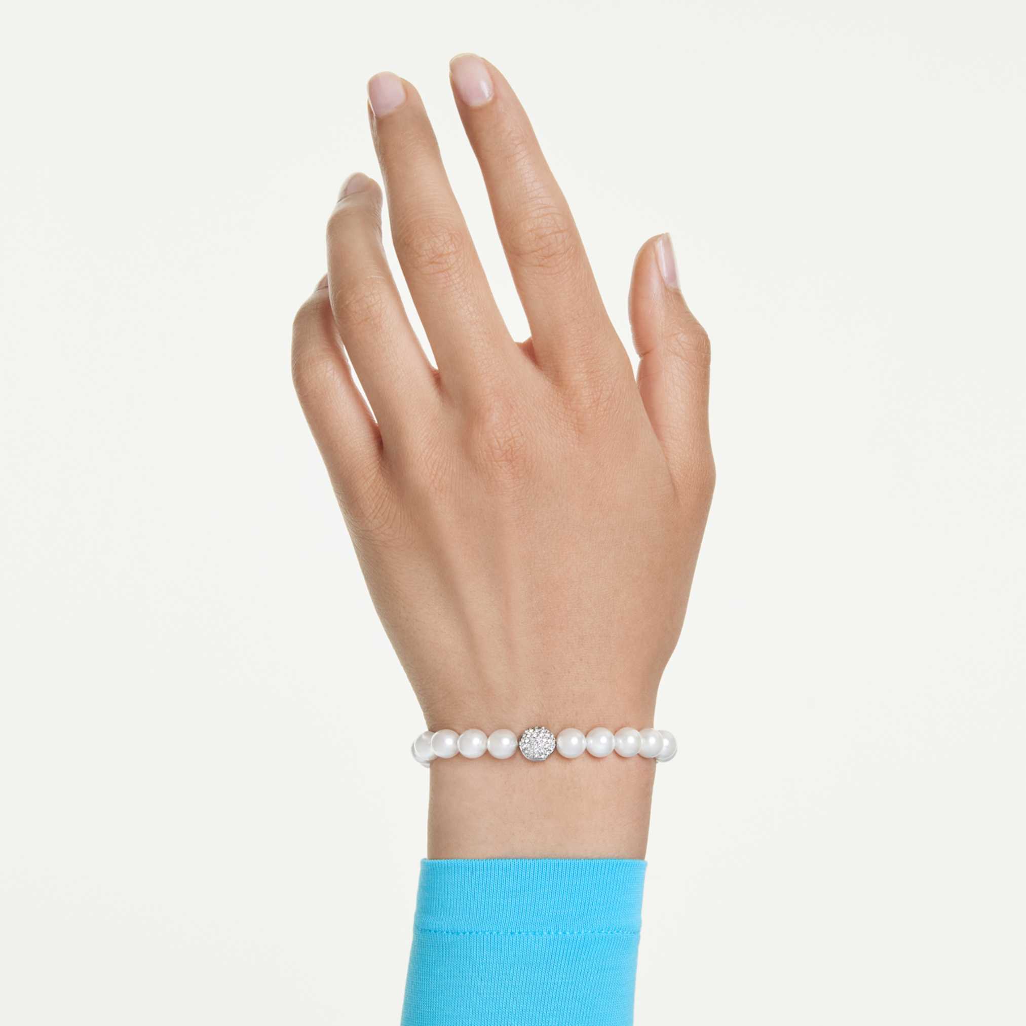 Matrix bracelet Crystal pearl, White, Rhodium plated - Image 6