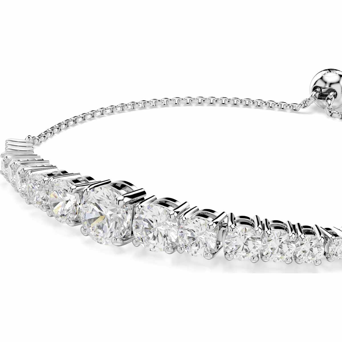 Matrix bracelet Gradient of round cuts, White, Rhodium plated - Image 4