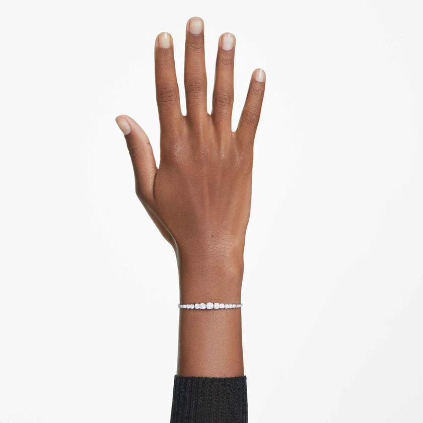 Matrix bracelet Gradient of round cuts, White, Rhodium plated - Image 6
