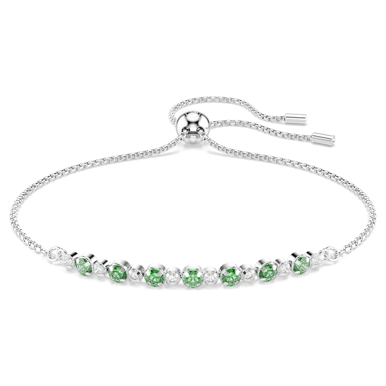 Matrix bracelet Round cut, Green, Rhodium plated