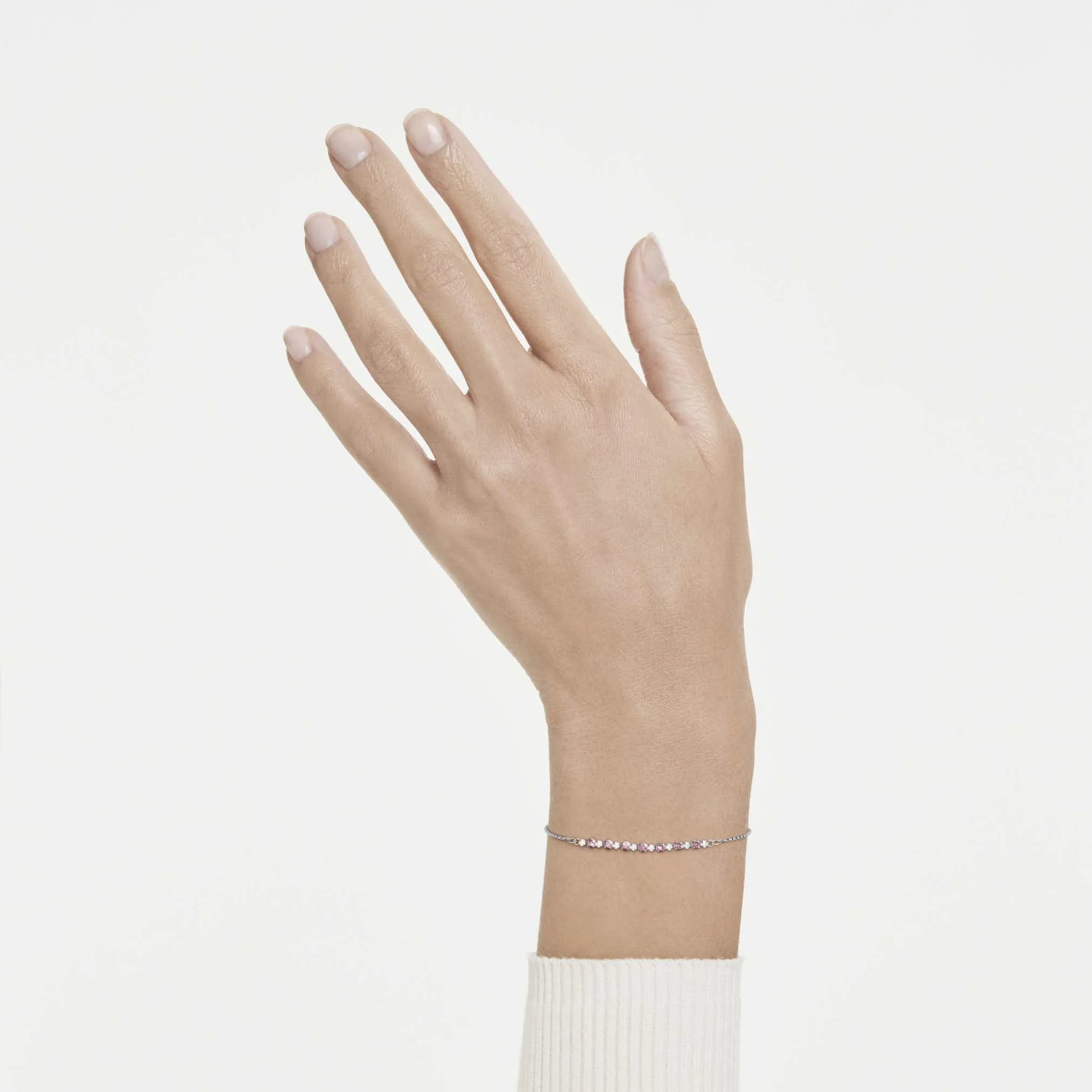 Matrix bracelet Round cut, Pink, Rhodium plated - Image 5