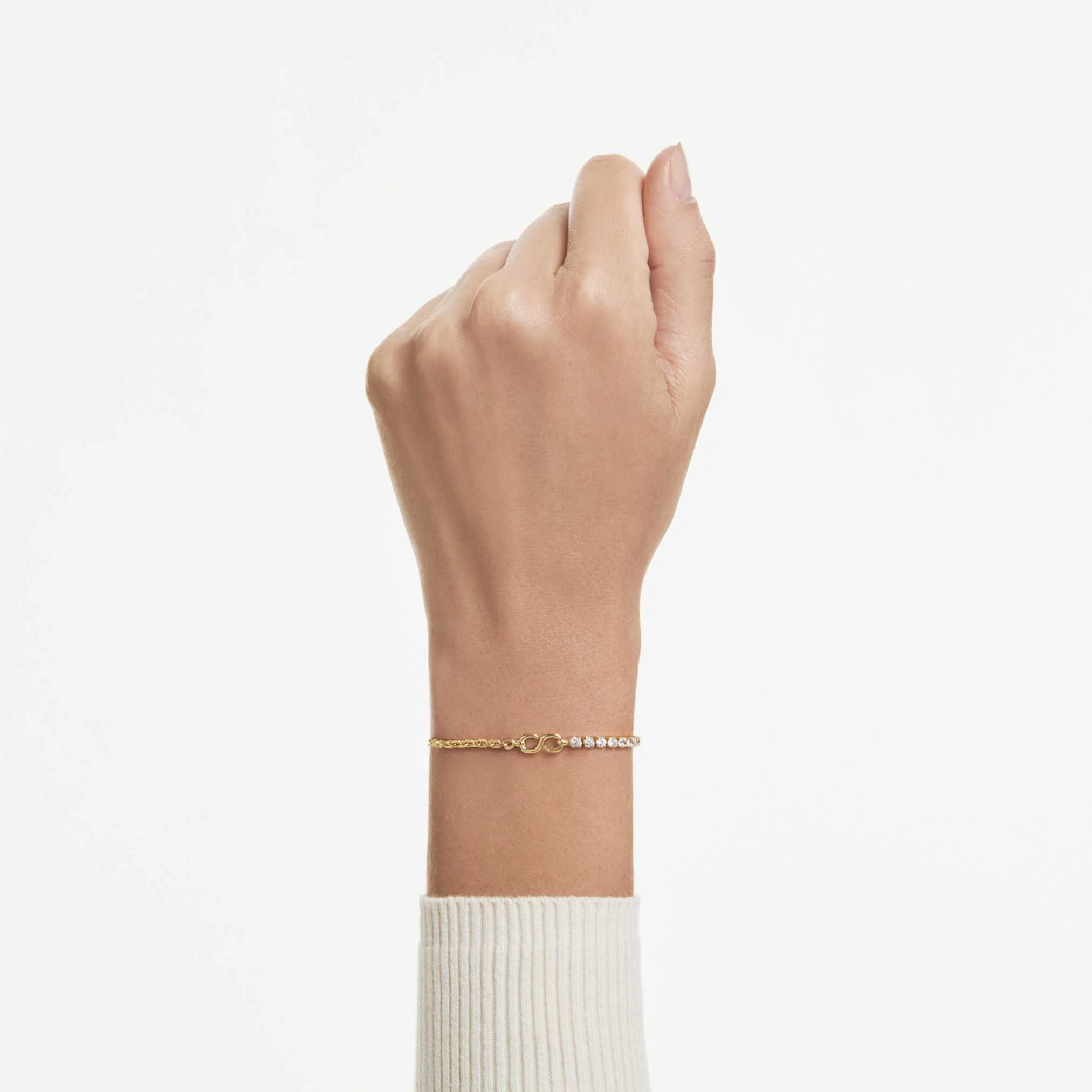 Matrix bracelet Round cut, White, 18K gold finish - Image 5