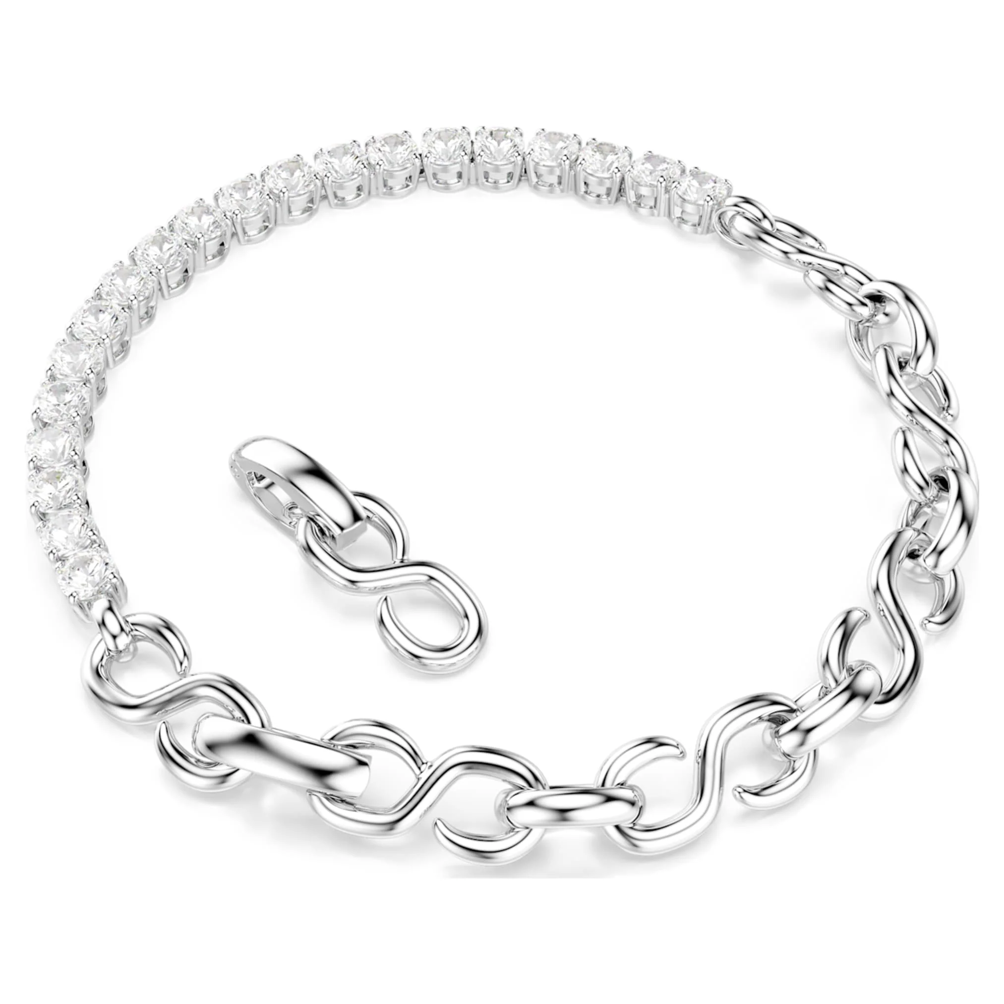 Matrix bracelet Round cut, White, Rhodium plated - Image 4