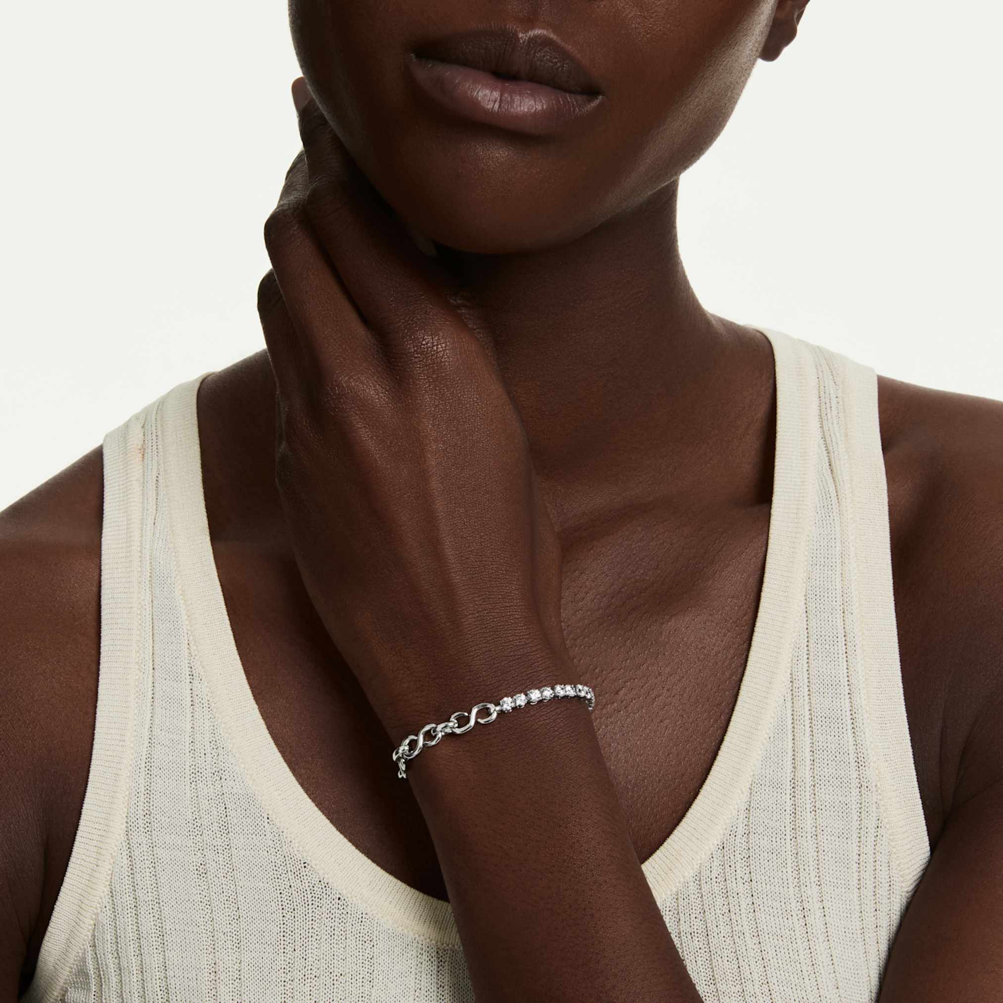 Matrix bracelet Round cut, White, Rhodium plated - Image 5