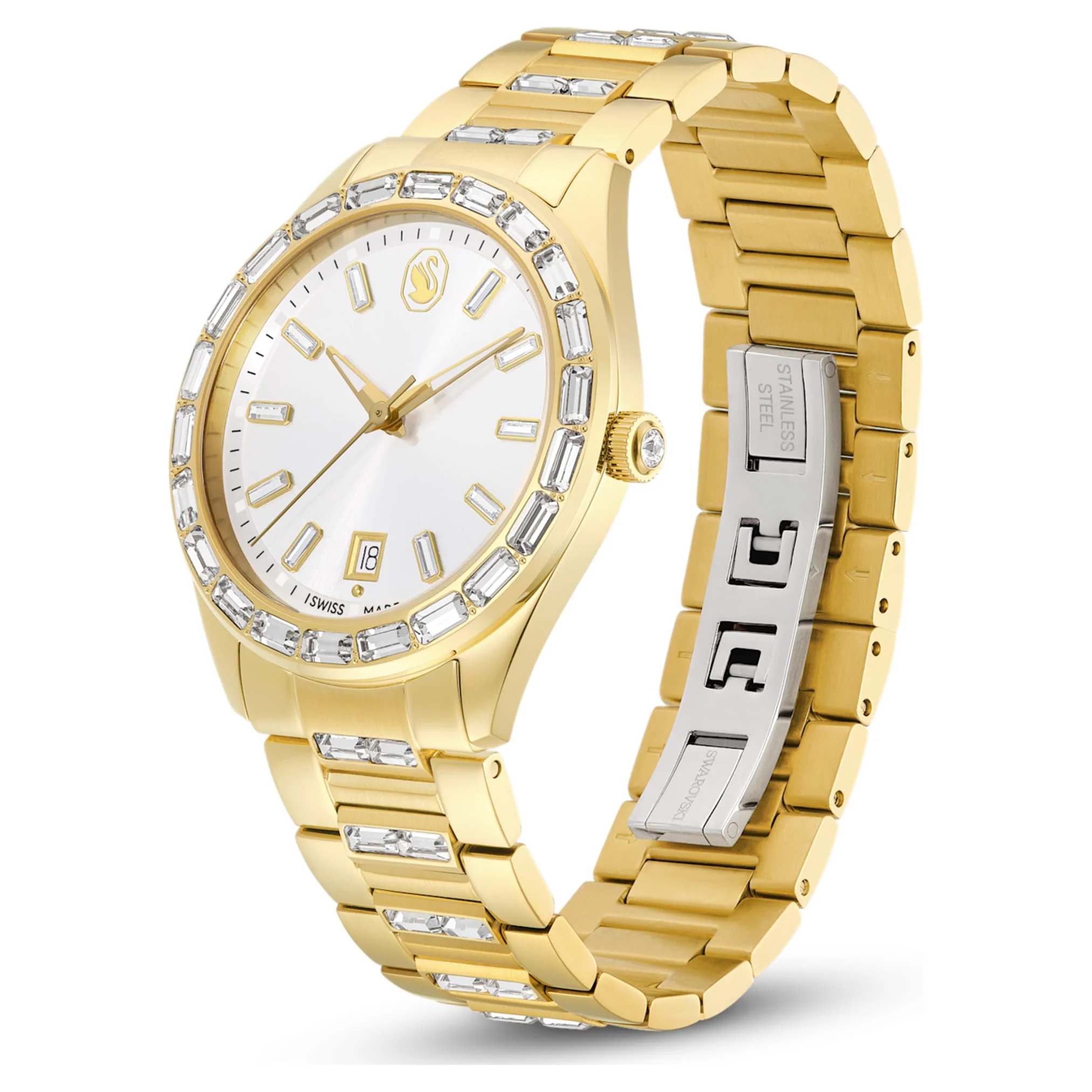Matrix date watch Swiss Made, Metal bracelet, Gold tone, Gold-tone finish - Image 2