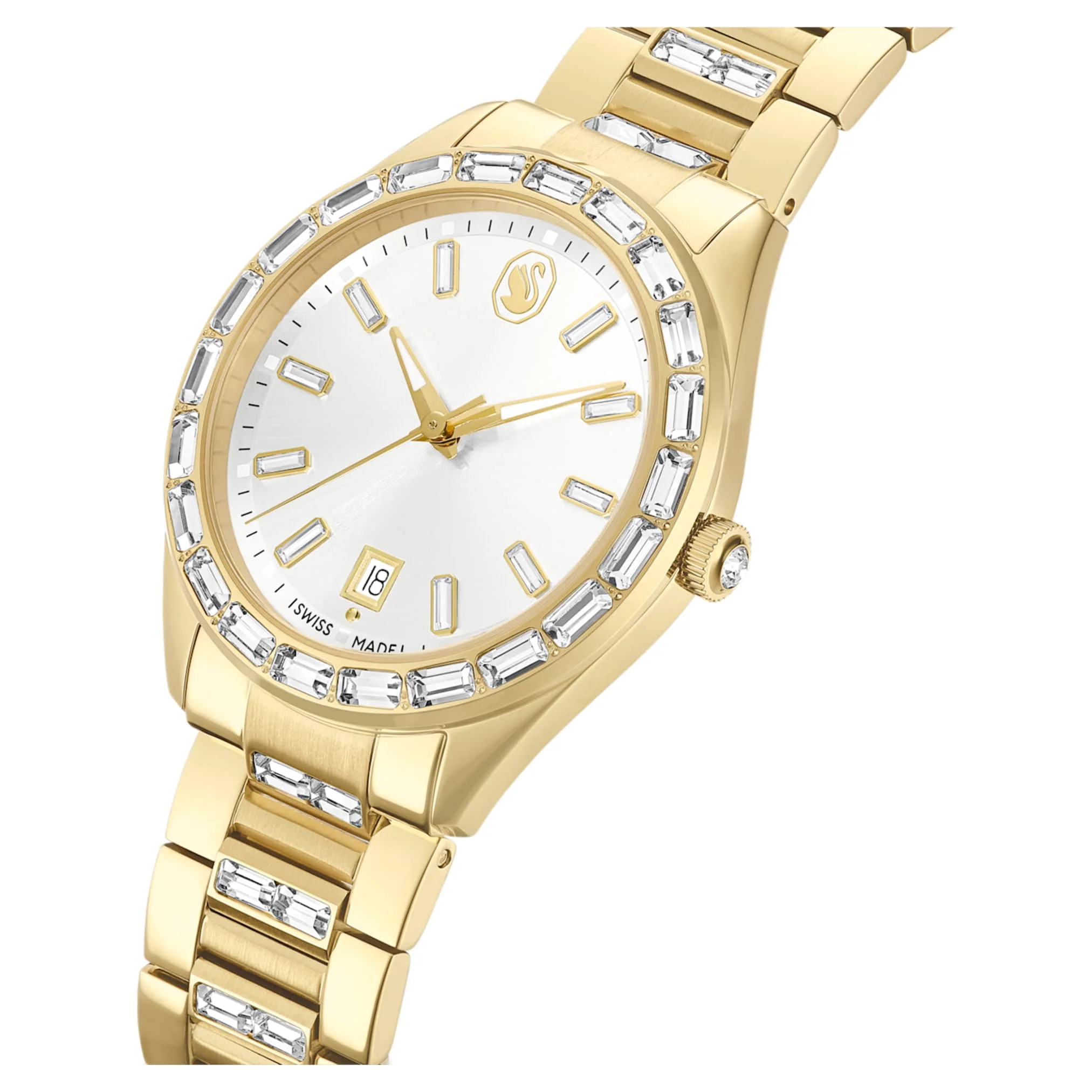 Matrix date watch Swiss Made, Metal bracelet, Gold tone, Gold-tone finish - Image 4