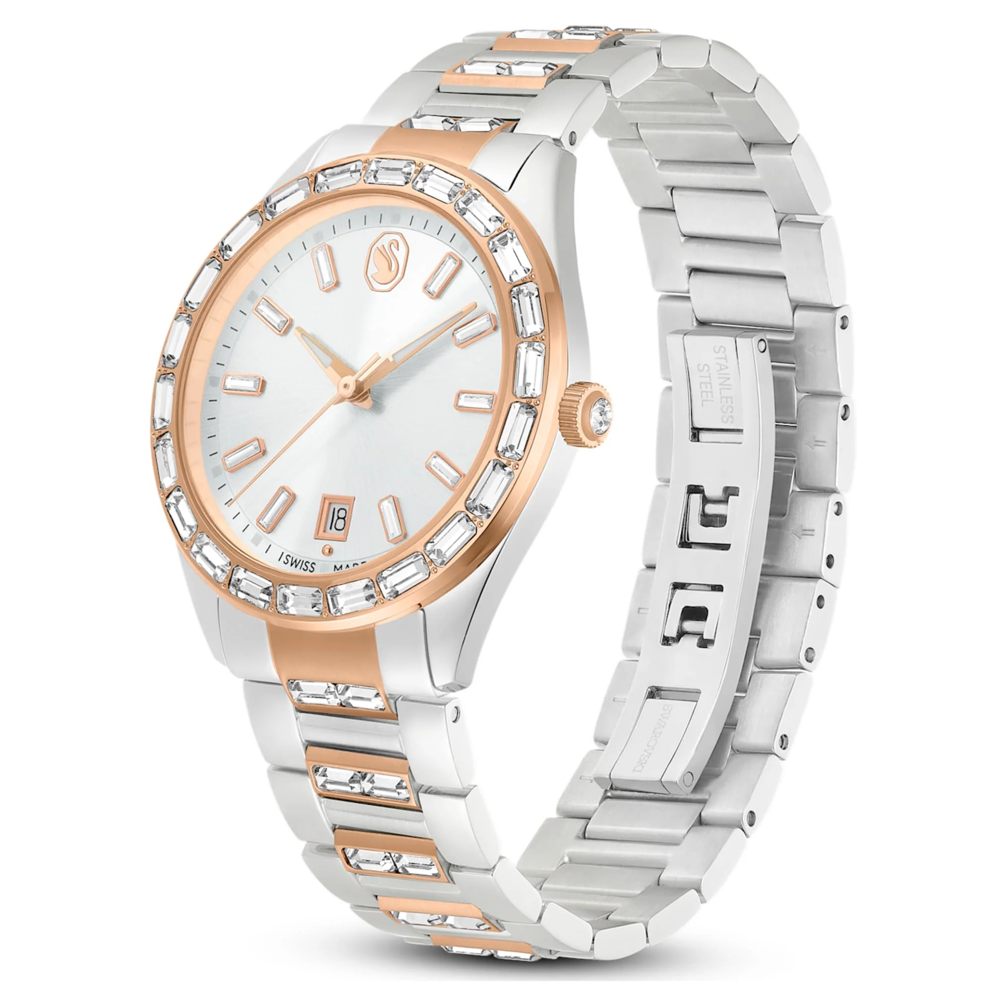 Matrix date watch Swiss Made, Metal bracelet, Rose gold tone, Mixed metal finish - Image 2