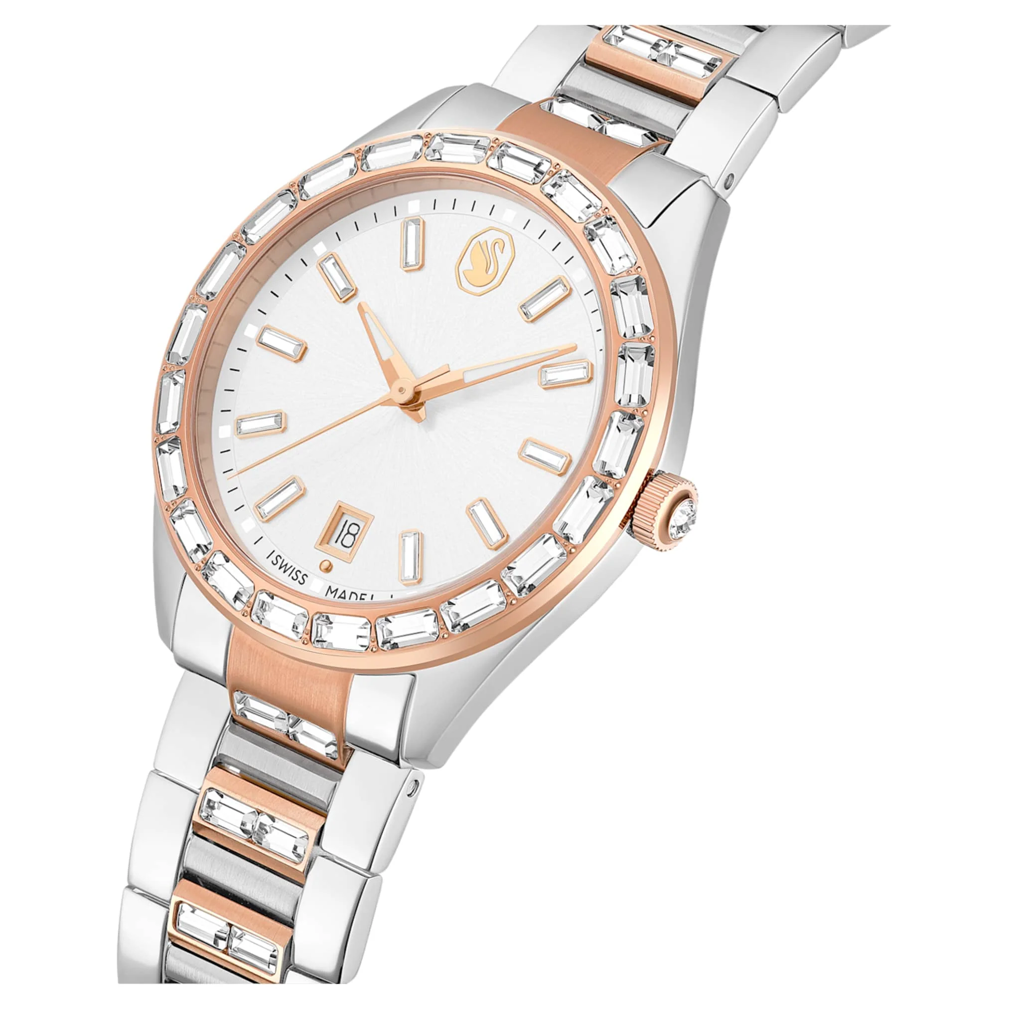 Matrix date watch Swiss Made, Metal bracelet, Rose gold tone, Mixed metal finish - Image 4
