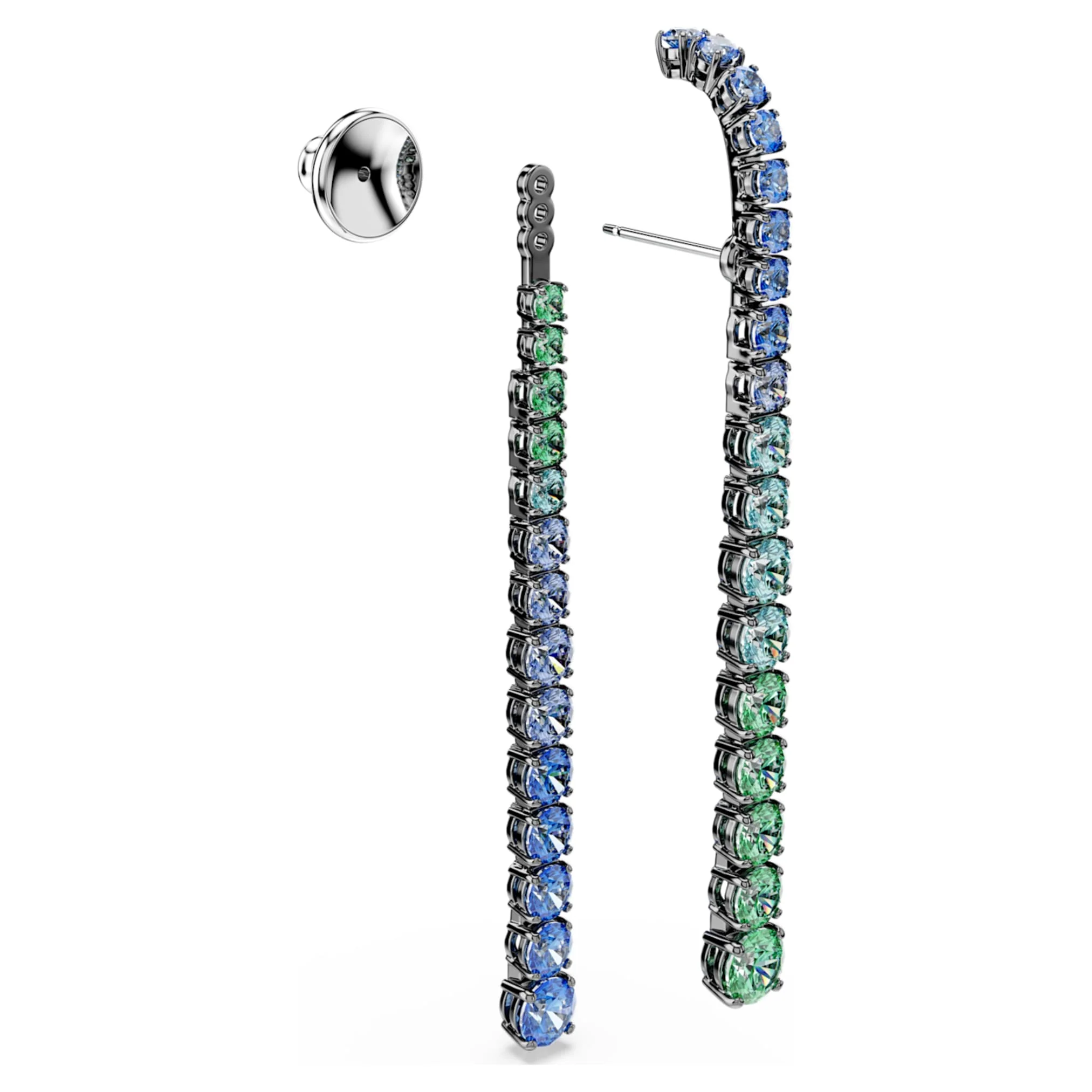 Matrix drop earrings Gradient of round cuts, Multicolored, Ruthenium plated - Image 3