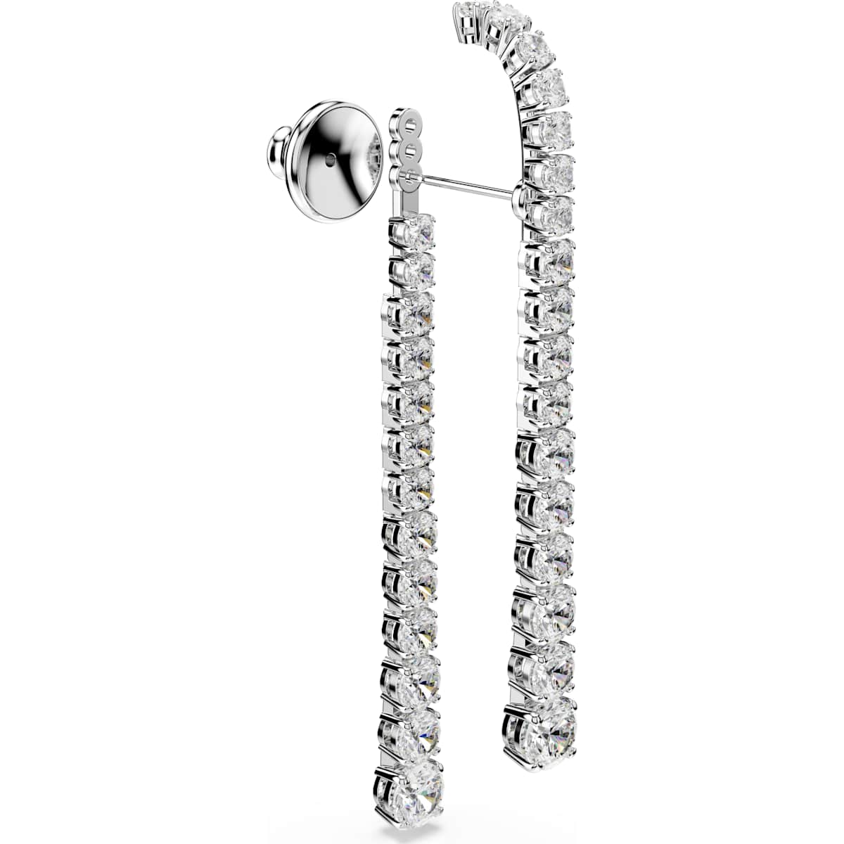 Matrix drop earrings Gradient of round cuts, White, Rhodium plated - Image 3