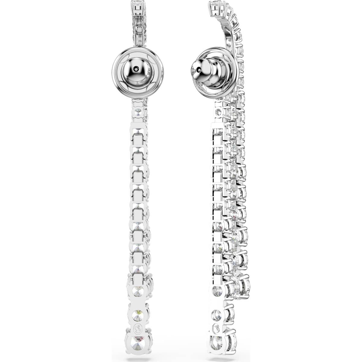 Matrix drop earrings Gradient of round cuts, White, Rhodium plated - Image 4