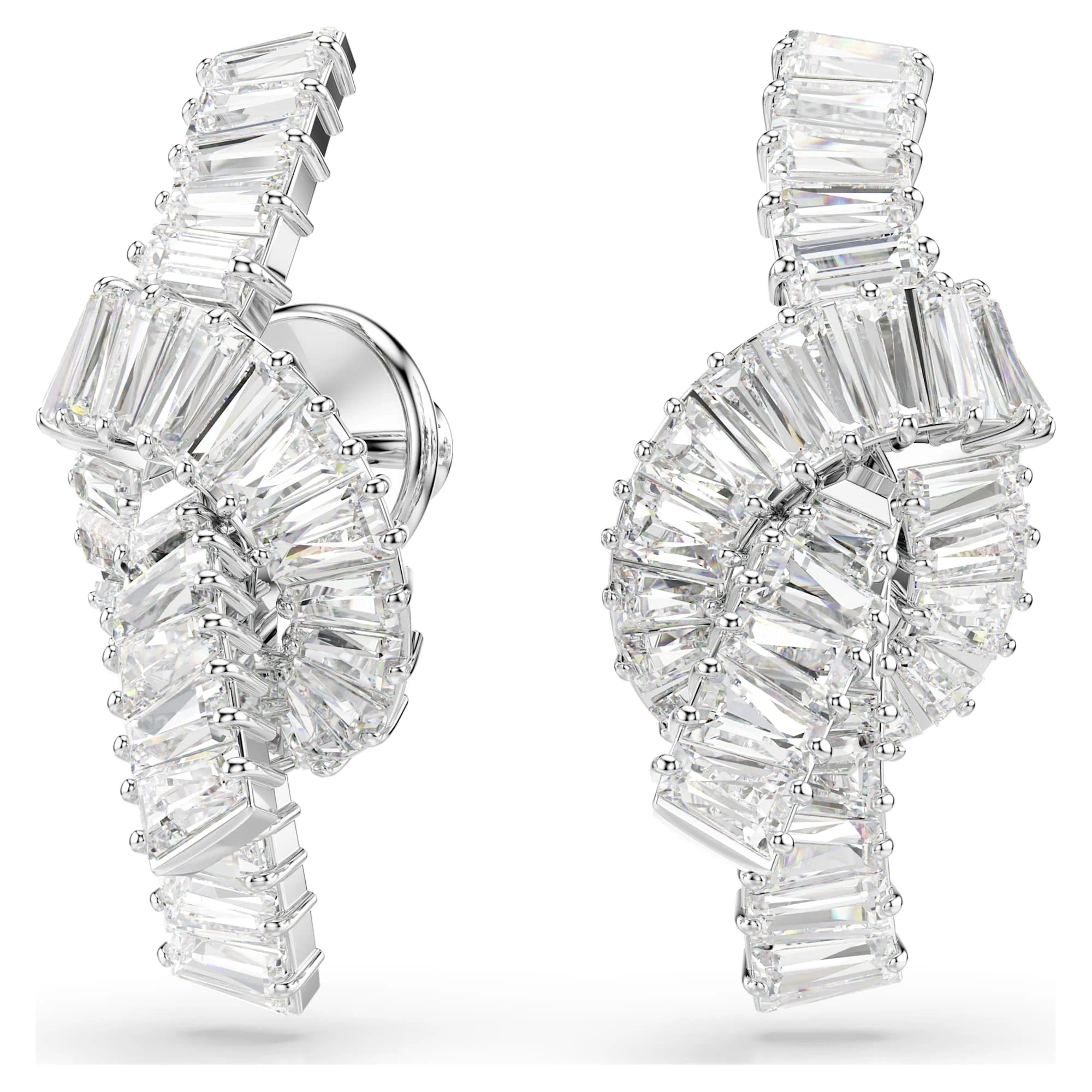 Matrix earrings Baguette cut, Knot, White, Rhodium plated - Image 2