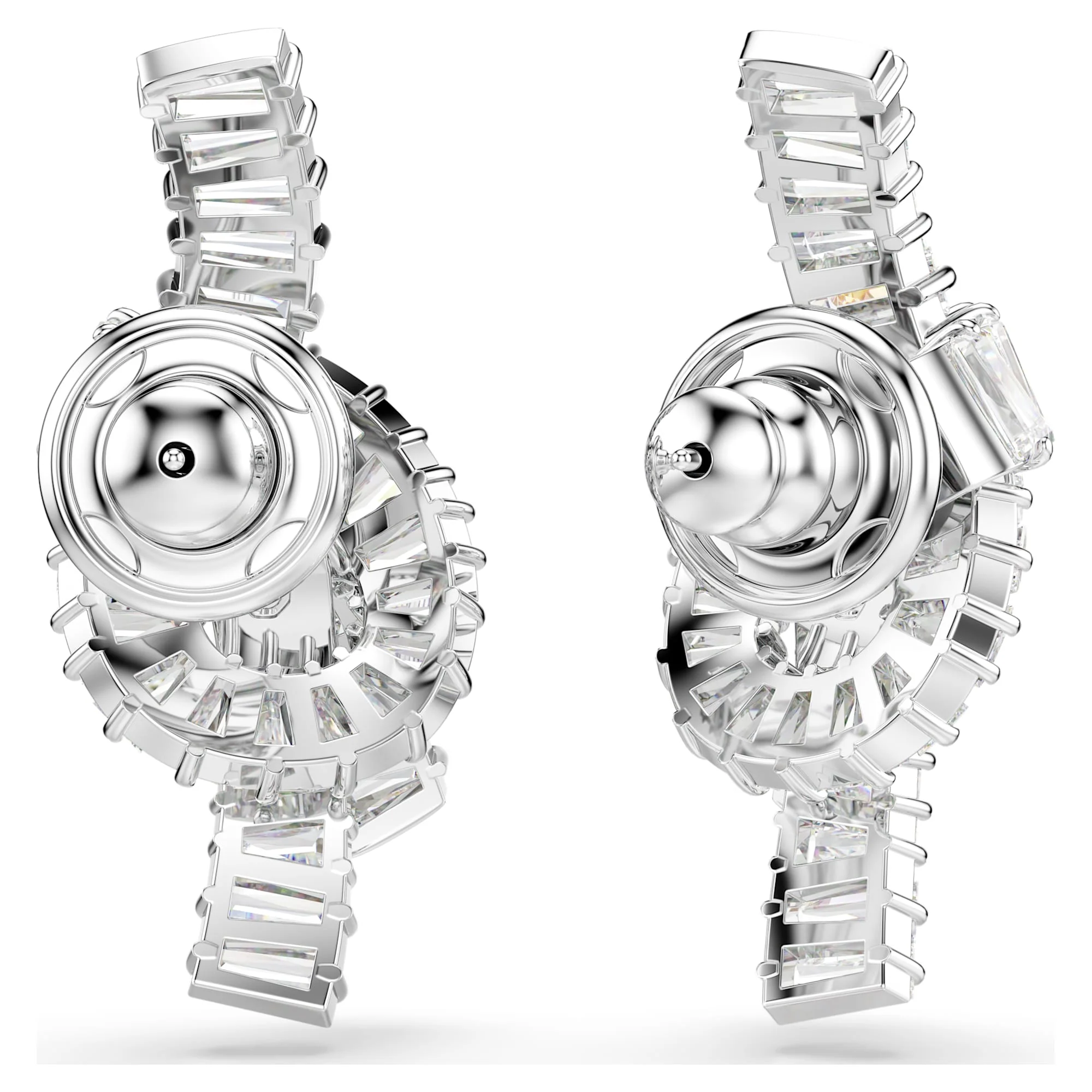 Matrix earrings Baguette cut, Knot, White, Rhodium plated - Image 4