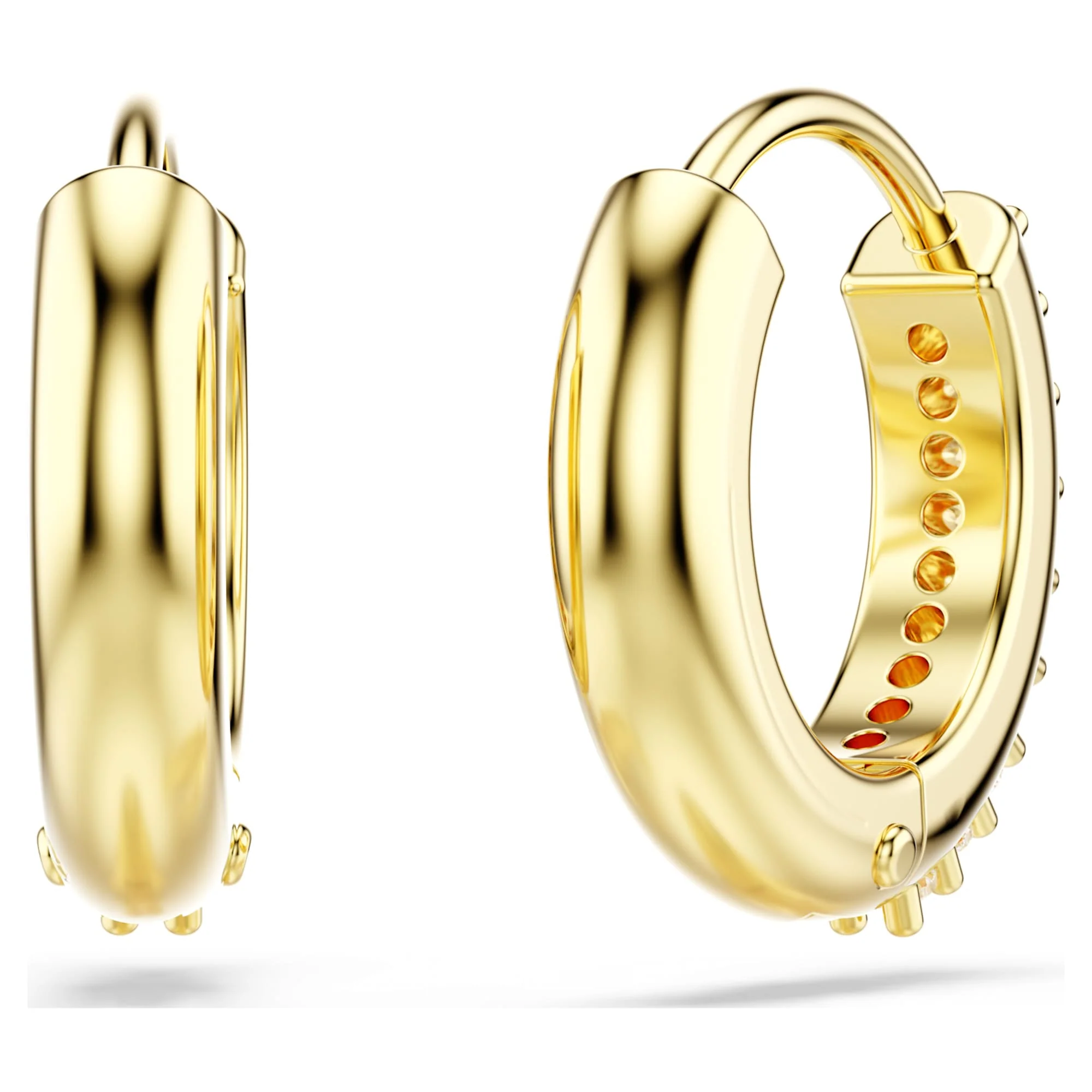 Matrix hoop earrings Round cut, White, Gold-tone plated - Image 4