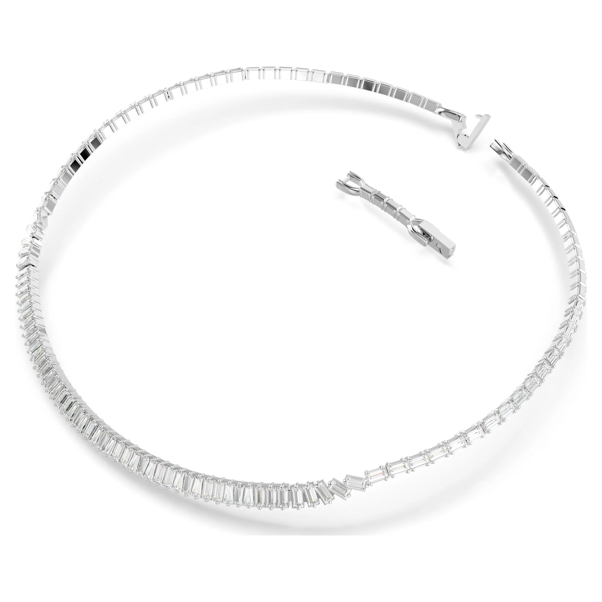 Matrix necklace Baguette cut, White, Rhodium plated - Image 2