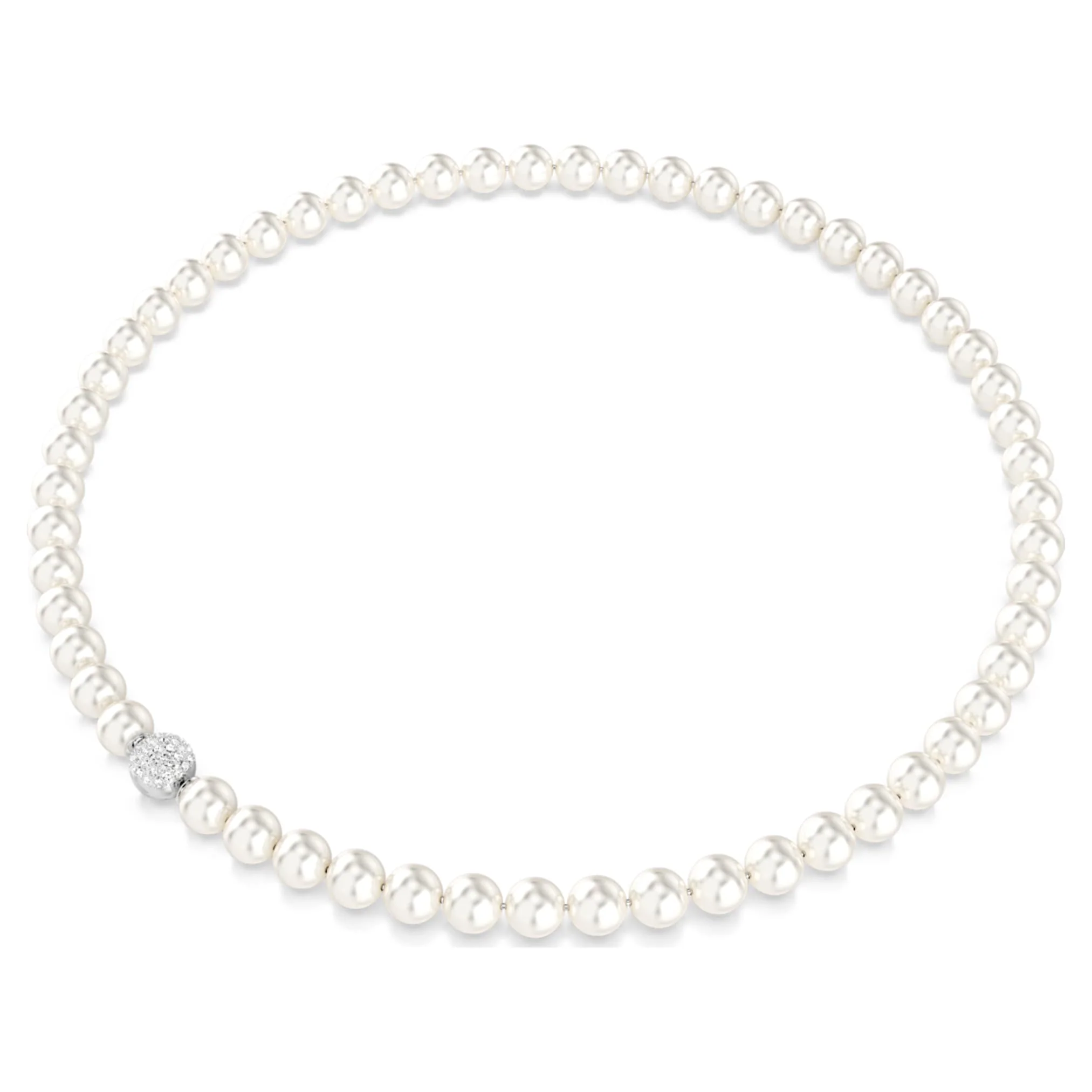 Matrix necklace Crystal pearl, White, Rhodium plated - Image 5